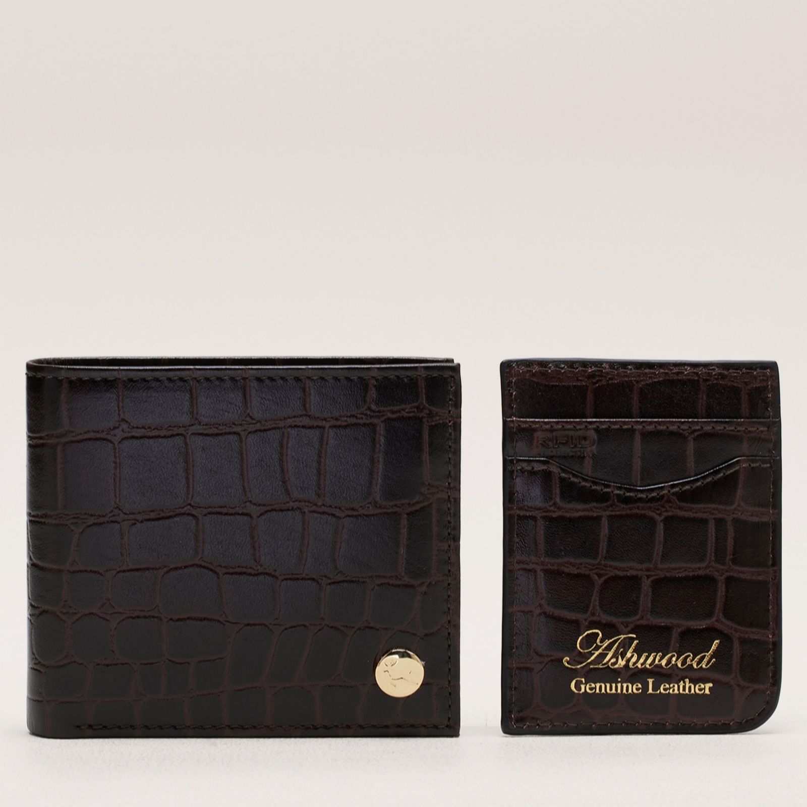 Ashwood Leather Boxed Men's Wallet and Card Holder Set