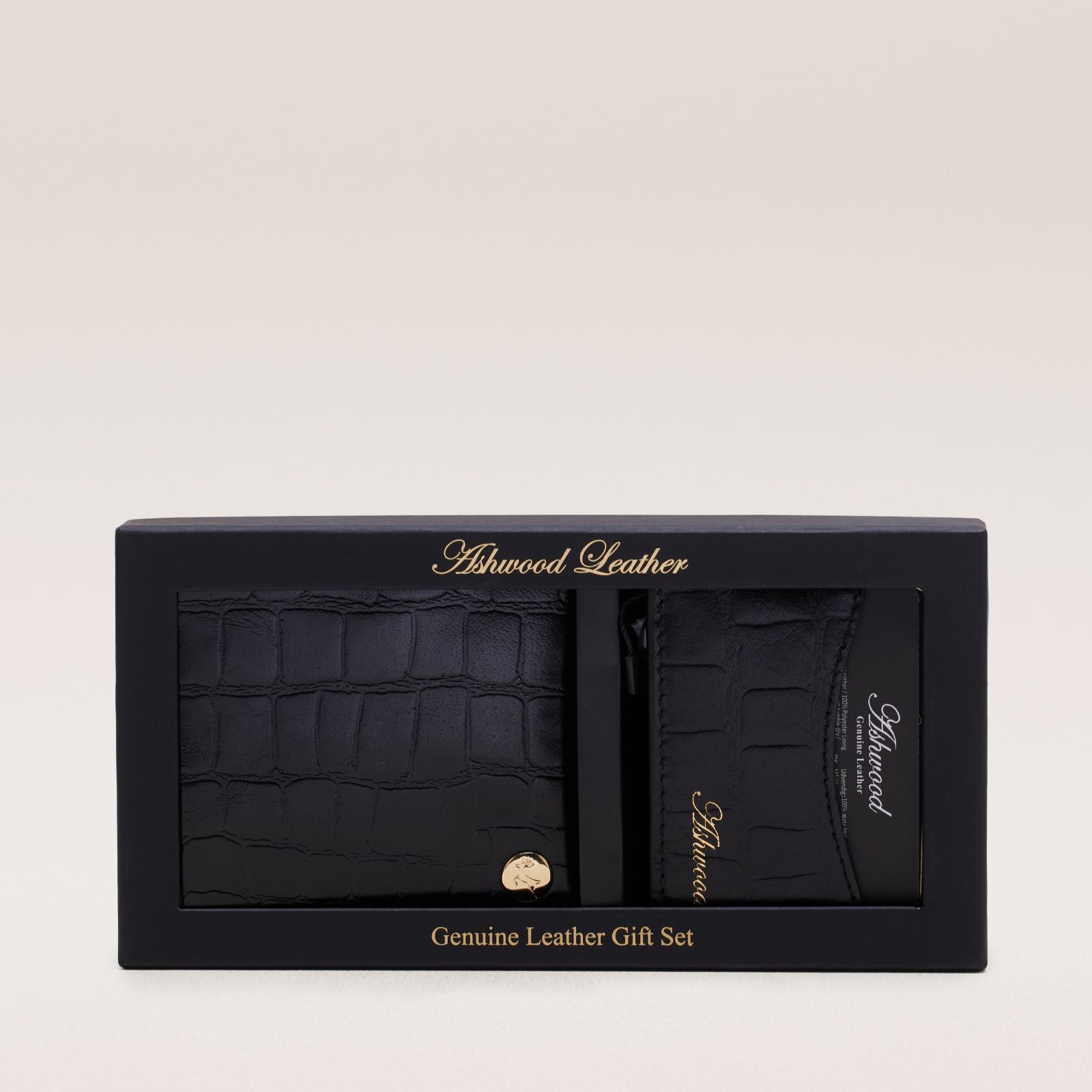 Ashwood Leather Boxed Men's Wallet and Card Holder Set