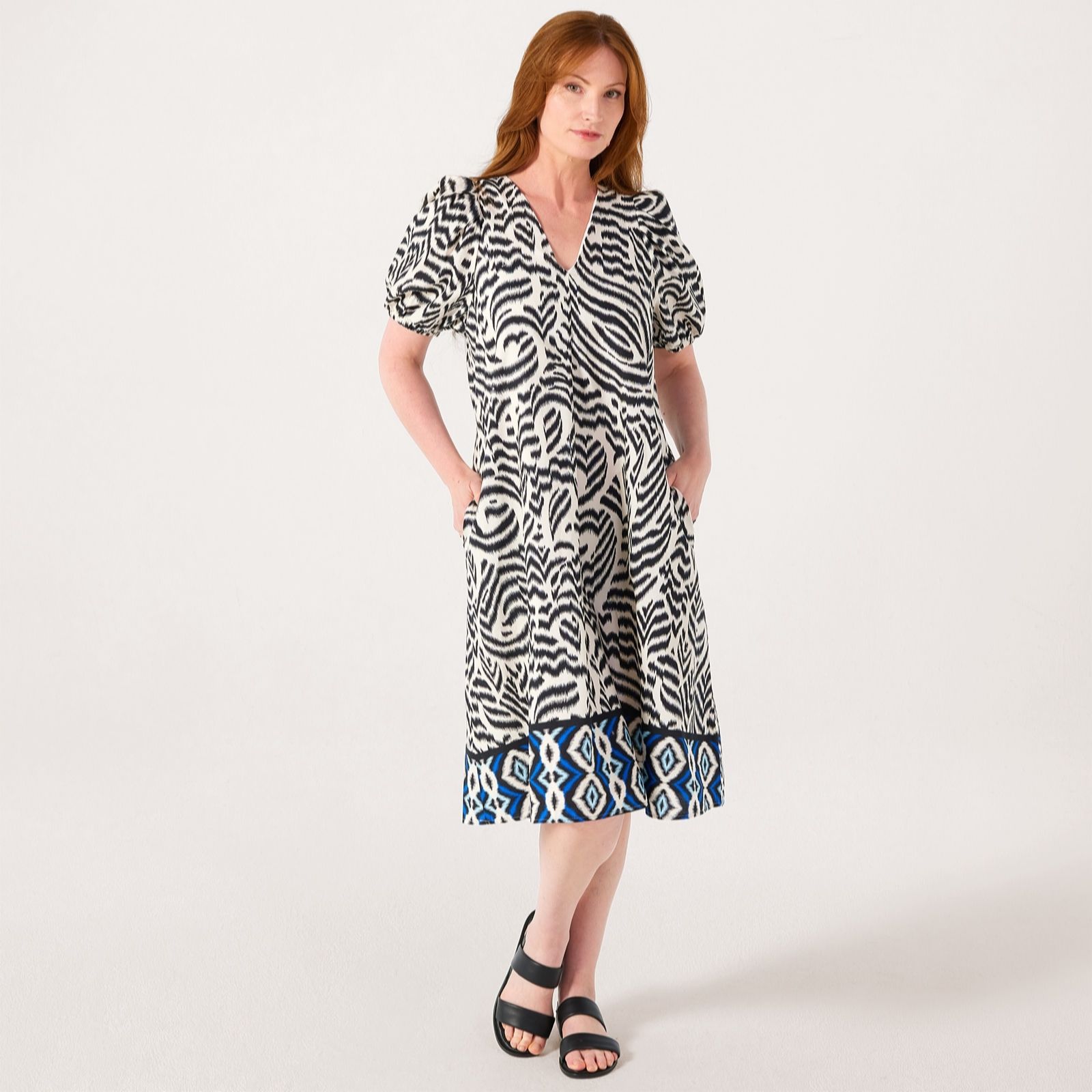 Helene Berman Placement Print 100% Cotton Dress