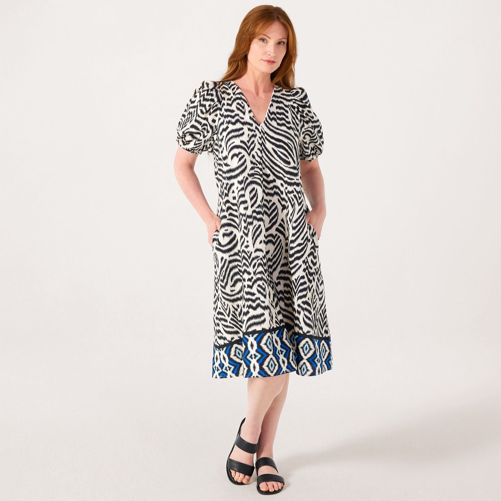 Helene Berman Placement Print 100% Cotton Dress