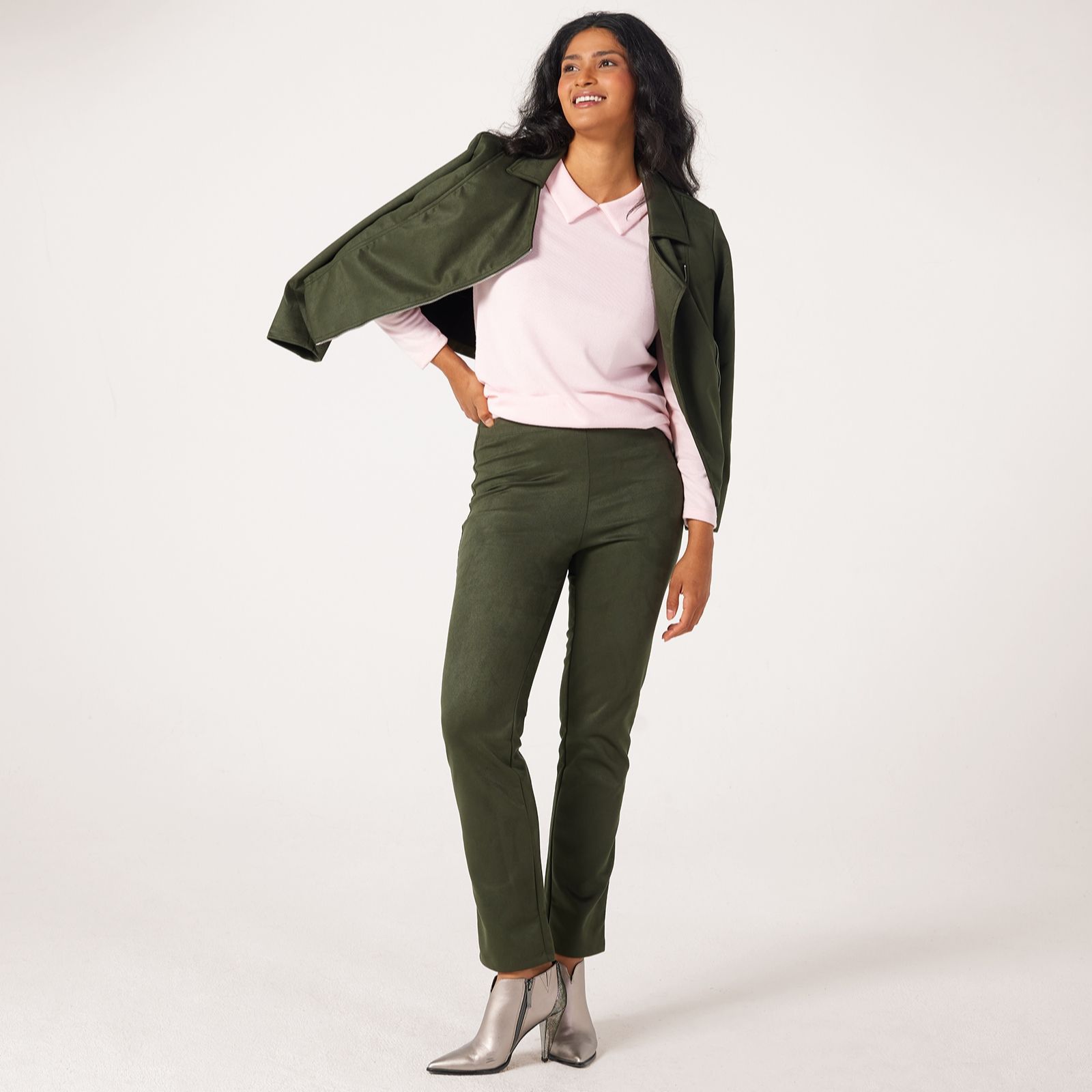 Kim & Co Stretch Faux-Suede Hailey Slim Leg Trousers Standard