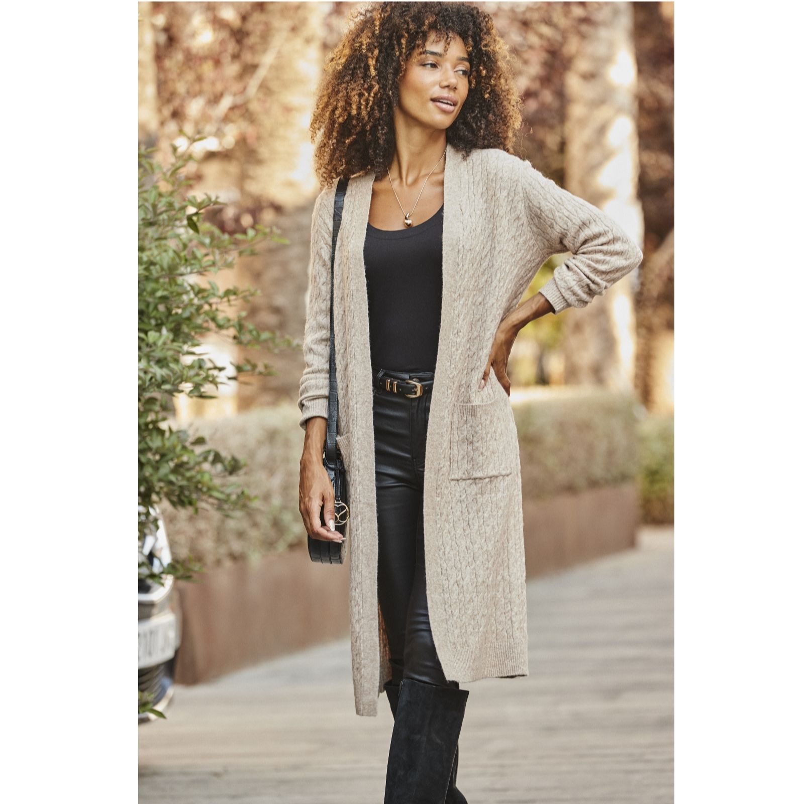 Sosandar Cable Knit Longline Cardi
