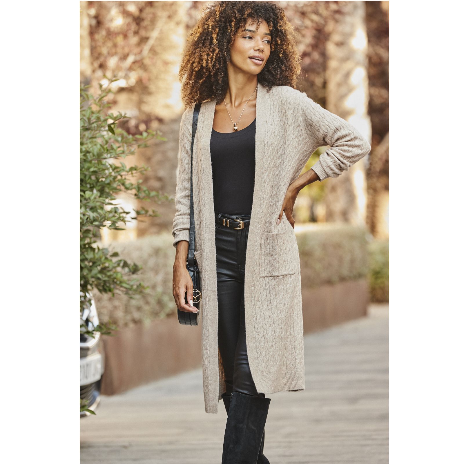 Sosandar Cable Knit Longline Cardi