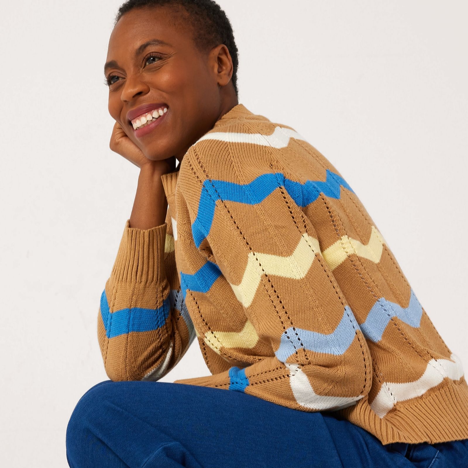 Denim & Co. Zig Zag Pointelle Jumper