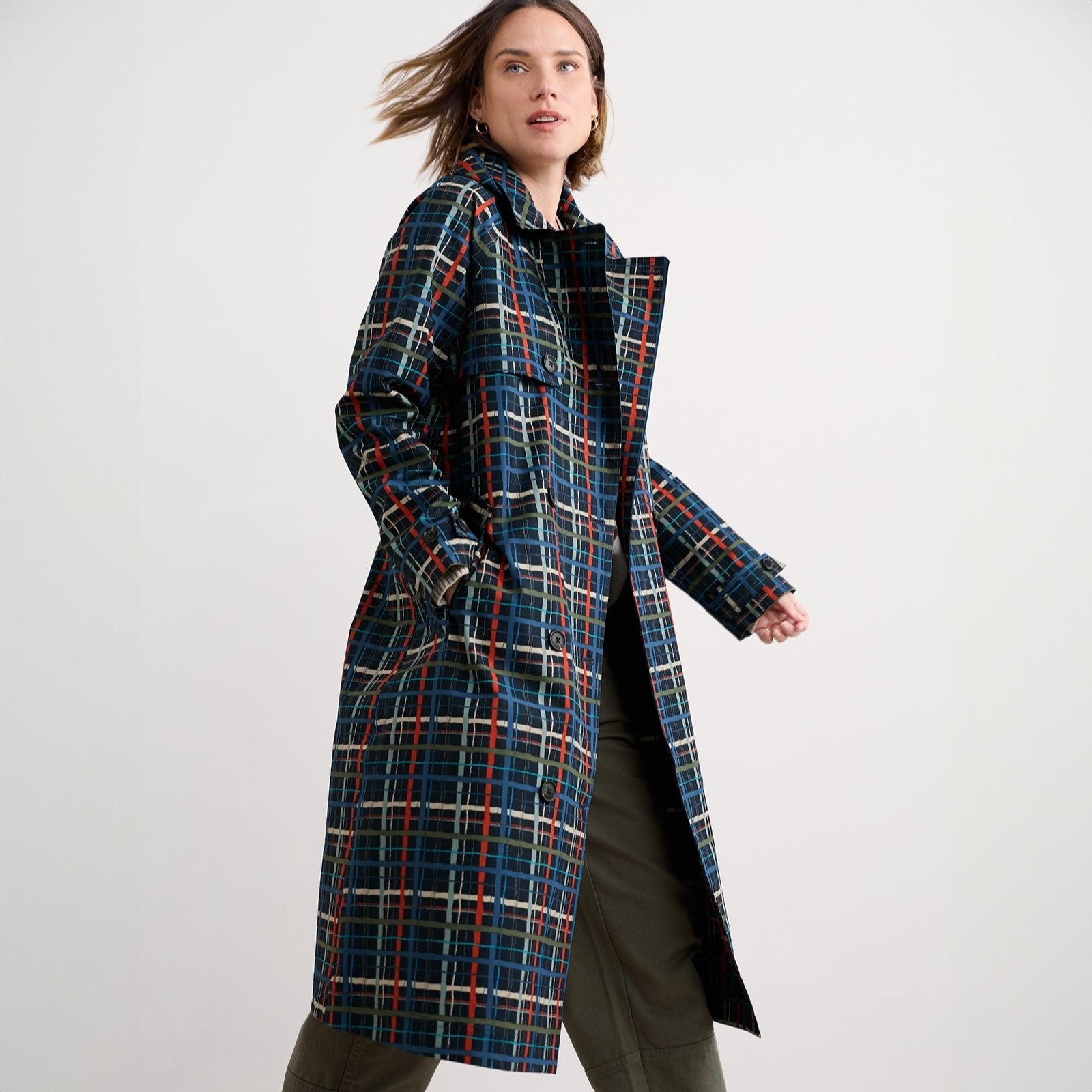 Seasalt Cornwall Penweathers Check Trench Coat