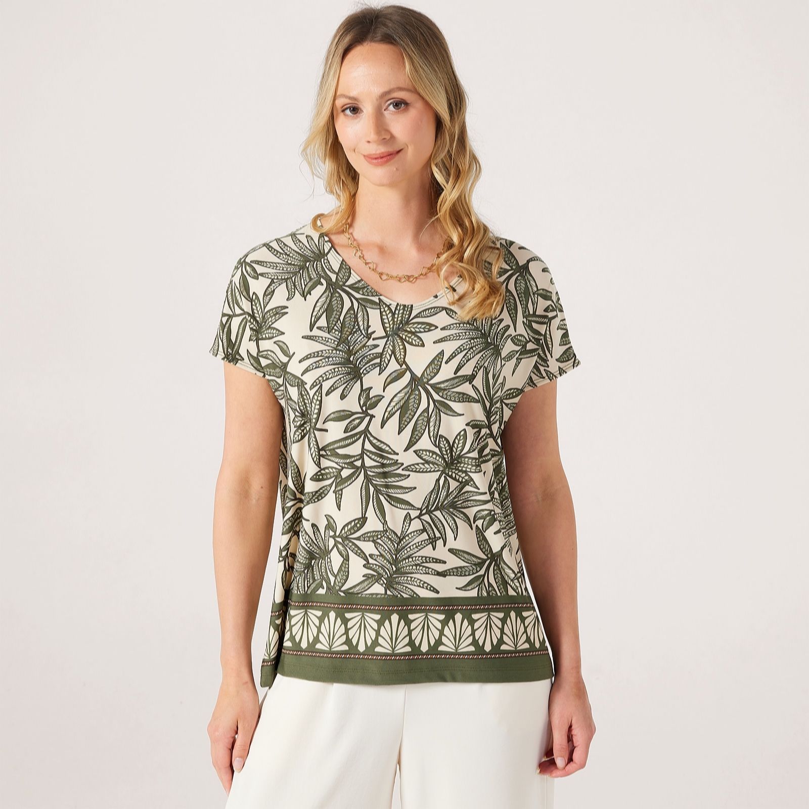 Kim & Co Border Print Brazil Jersey Short Dolman T-Shirt