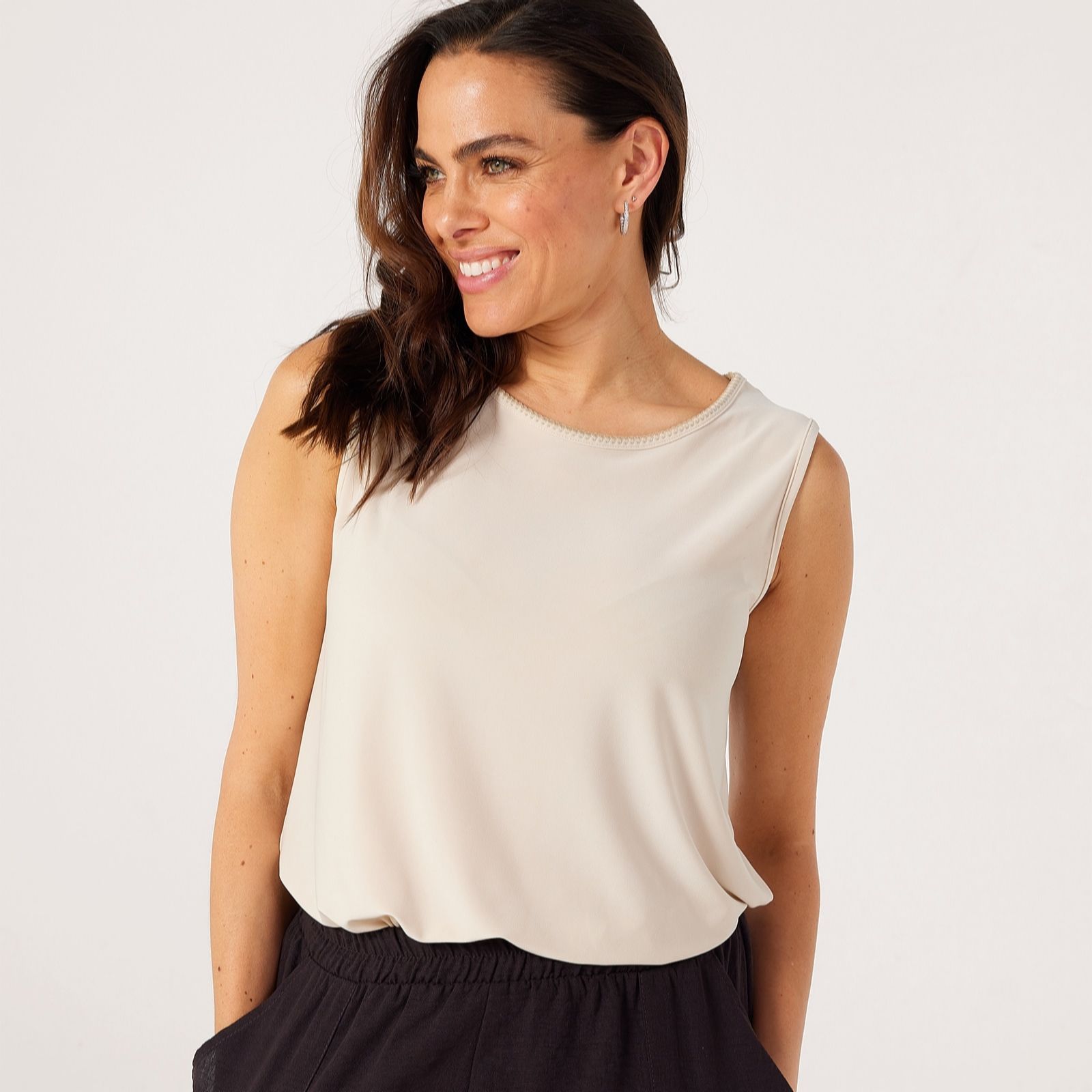 Kim & Co Brazil Knit Top with Tonal Stitching