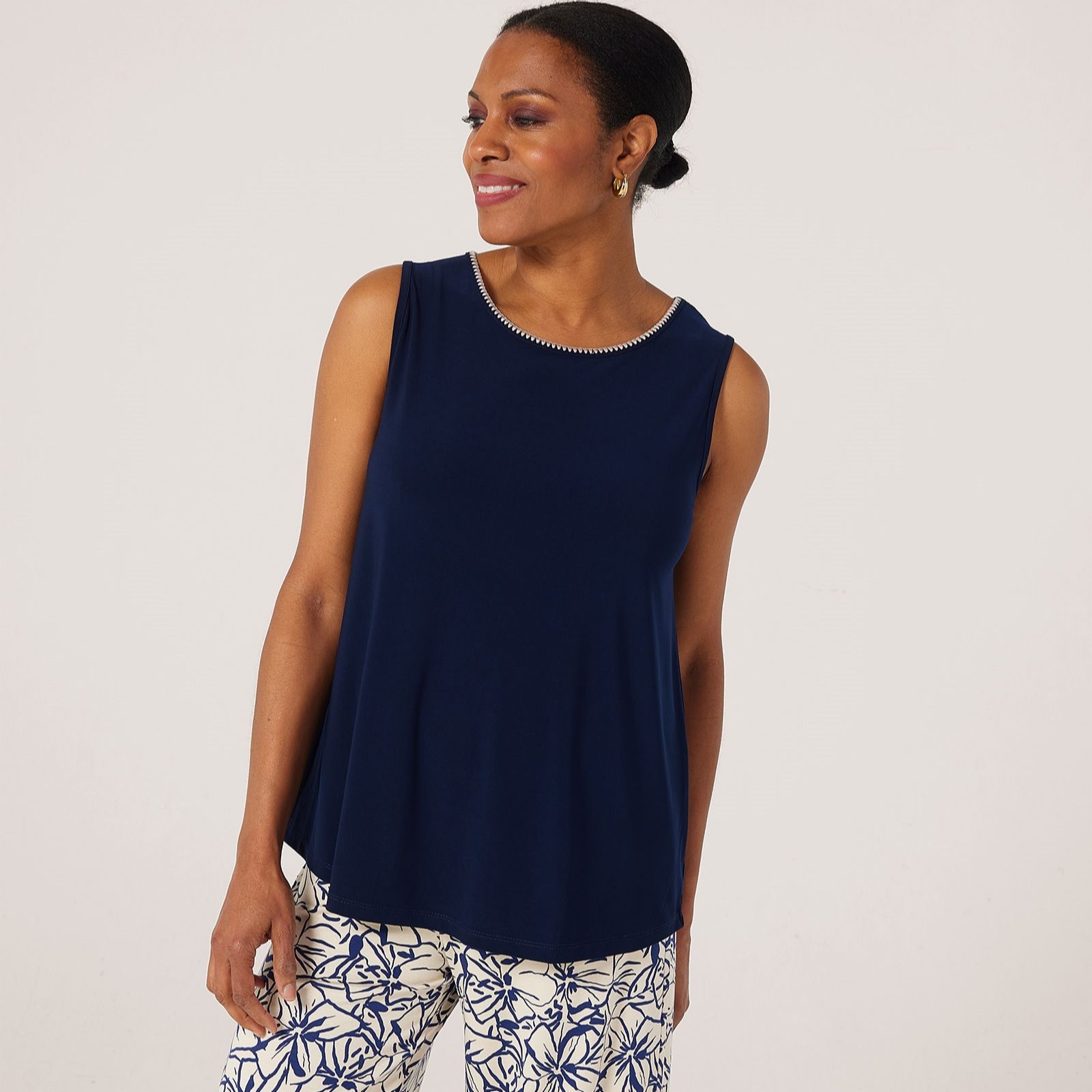 Kim & Co Brazil Knit Top with Tonal Stitching