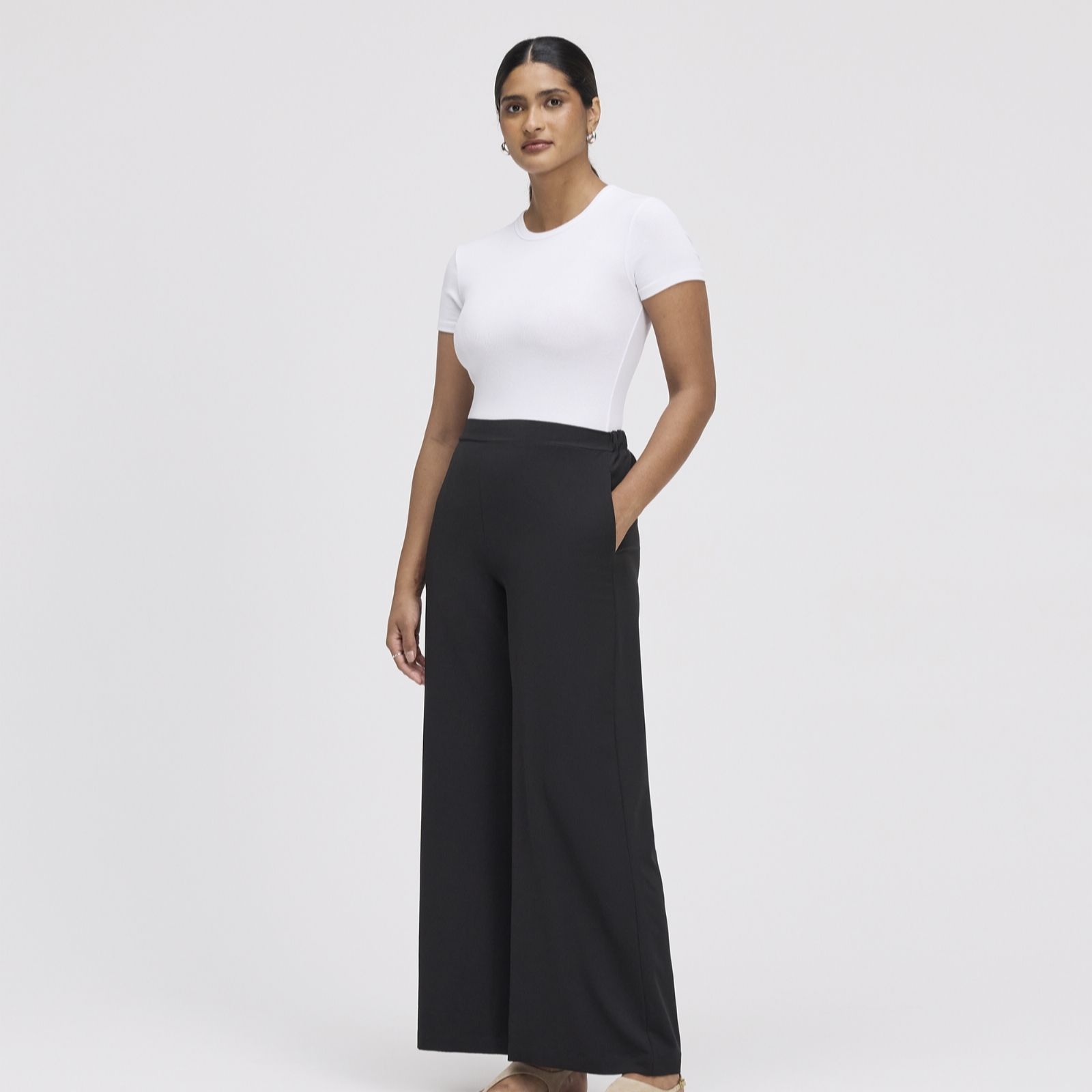 Finery London Apollo Crepe Wide Leg Full Length Trousers Standard