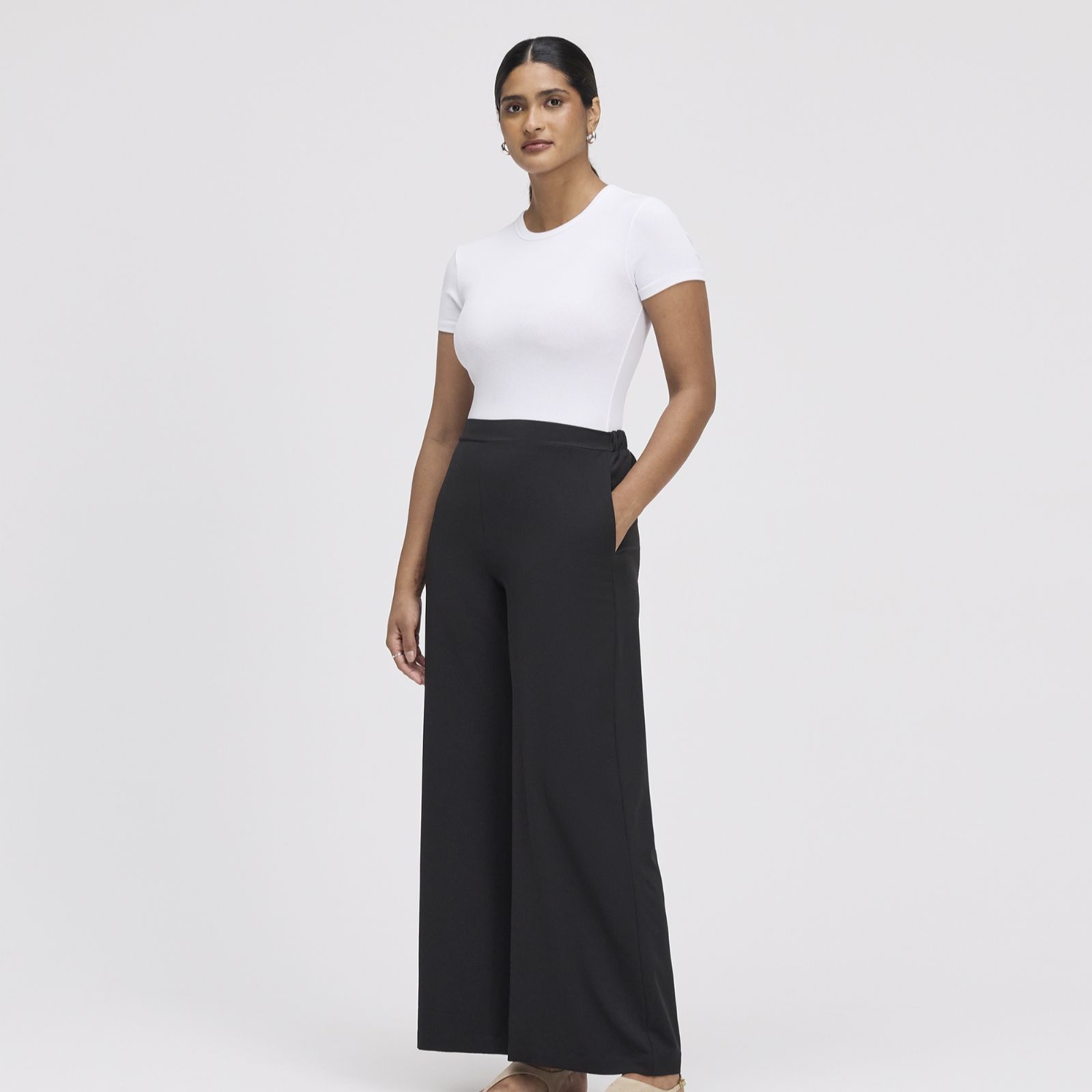 Finery London Apollo Crepe Wide Leg Full Length Trousers Standard