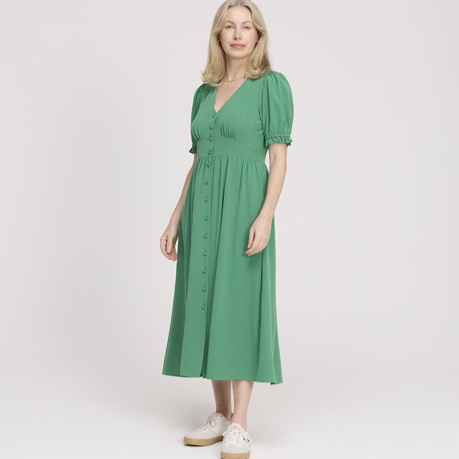 Finery London Samantha Crepe Button Through Midi Dress Standard
