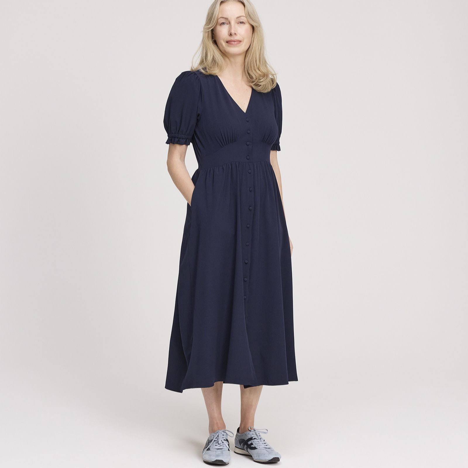 Finery London Samantha Crepe Button Through Midi Dress Standard