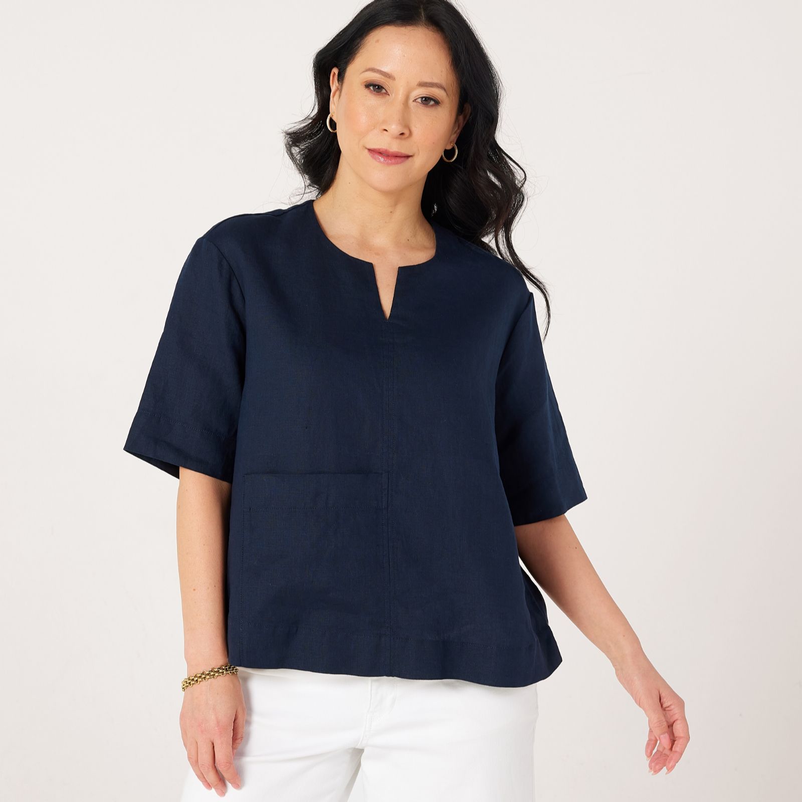 Masai Copenhagen 100% Linen Top with Pocket