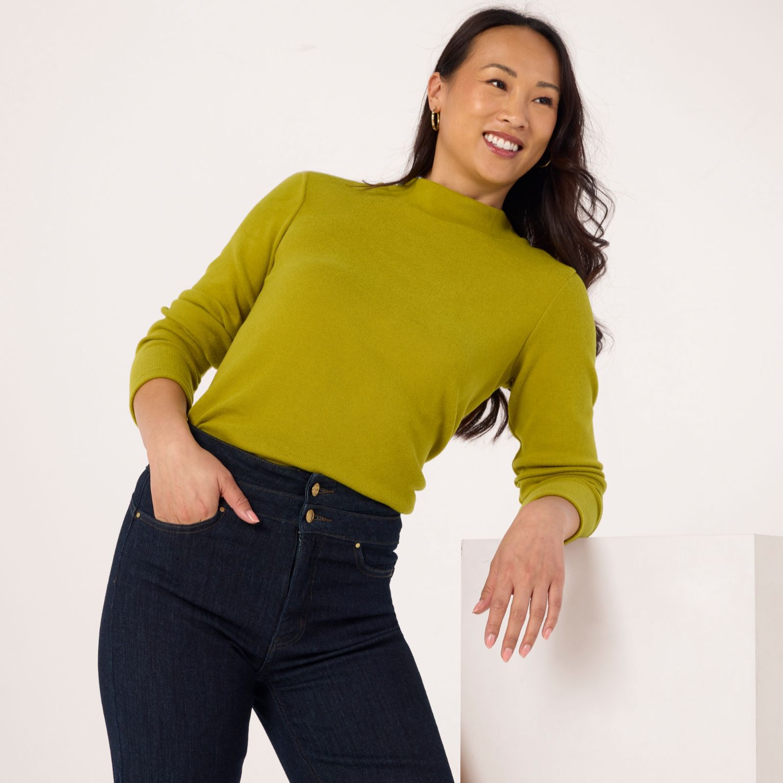 Kim & Co Luxe Knit Mock Neck Long Sleeve Top