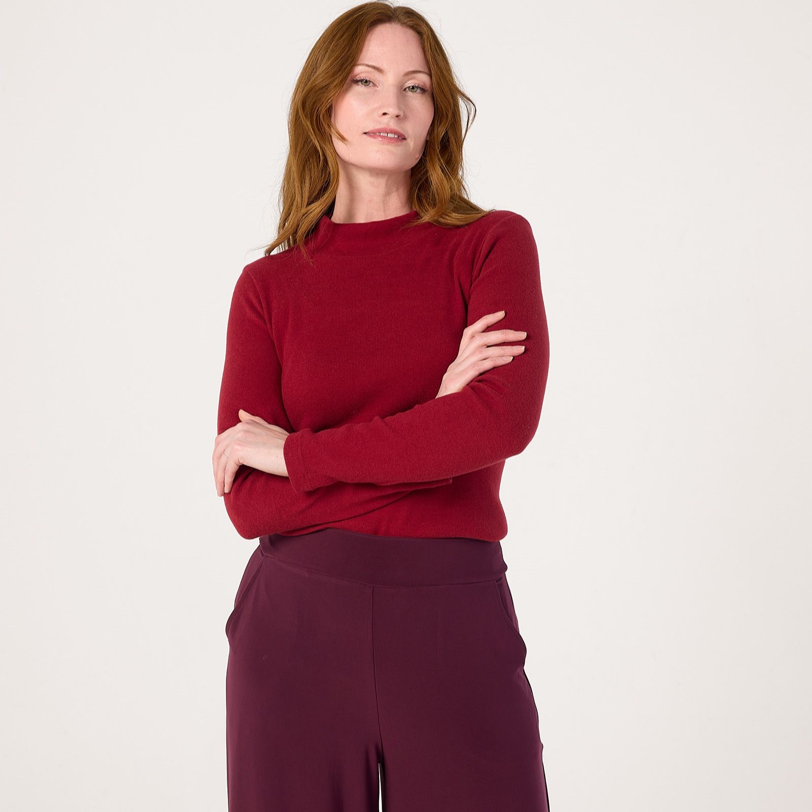 Kim & Co Luxe Knit Mock Neck Long Sleeve Top