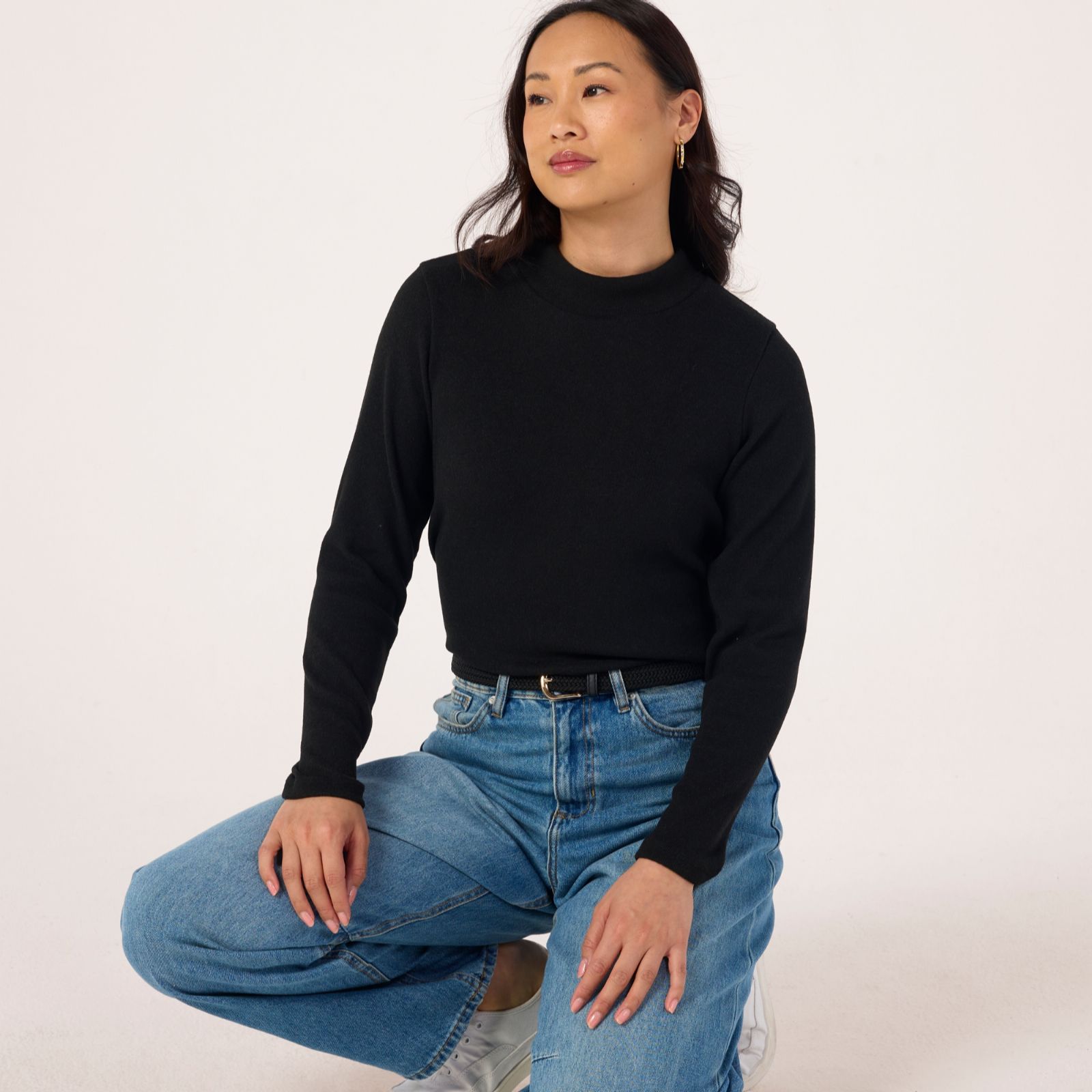 Kim & Co Luxe Knit Mock Neck Long Sleeve Top