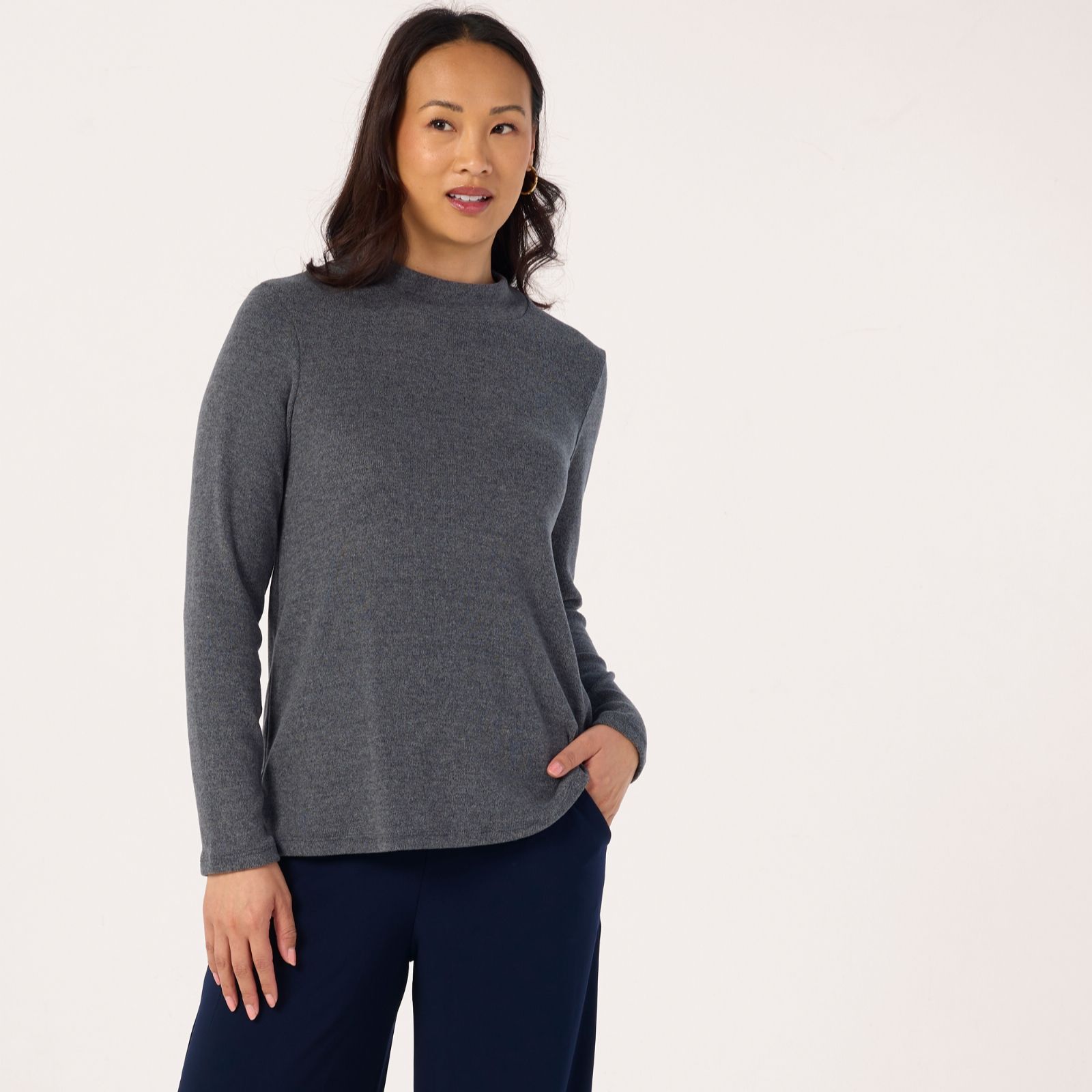 Kim & Co Luxe Knit Mock Neck Long Sleeve Top