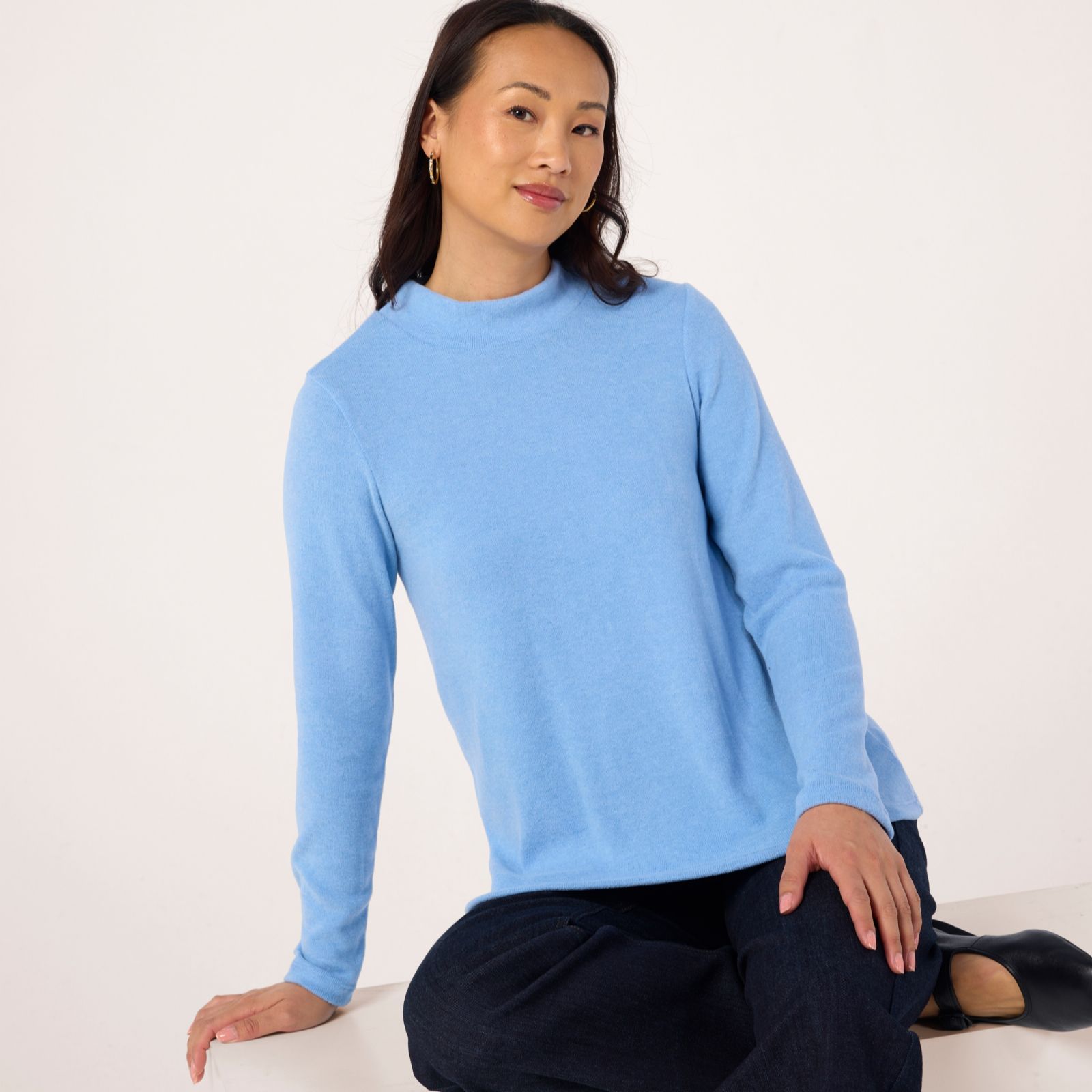 Kim & Co Luxe Knit Mock Neck Long Sleeve Top
