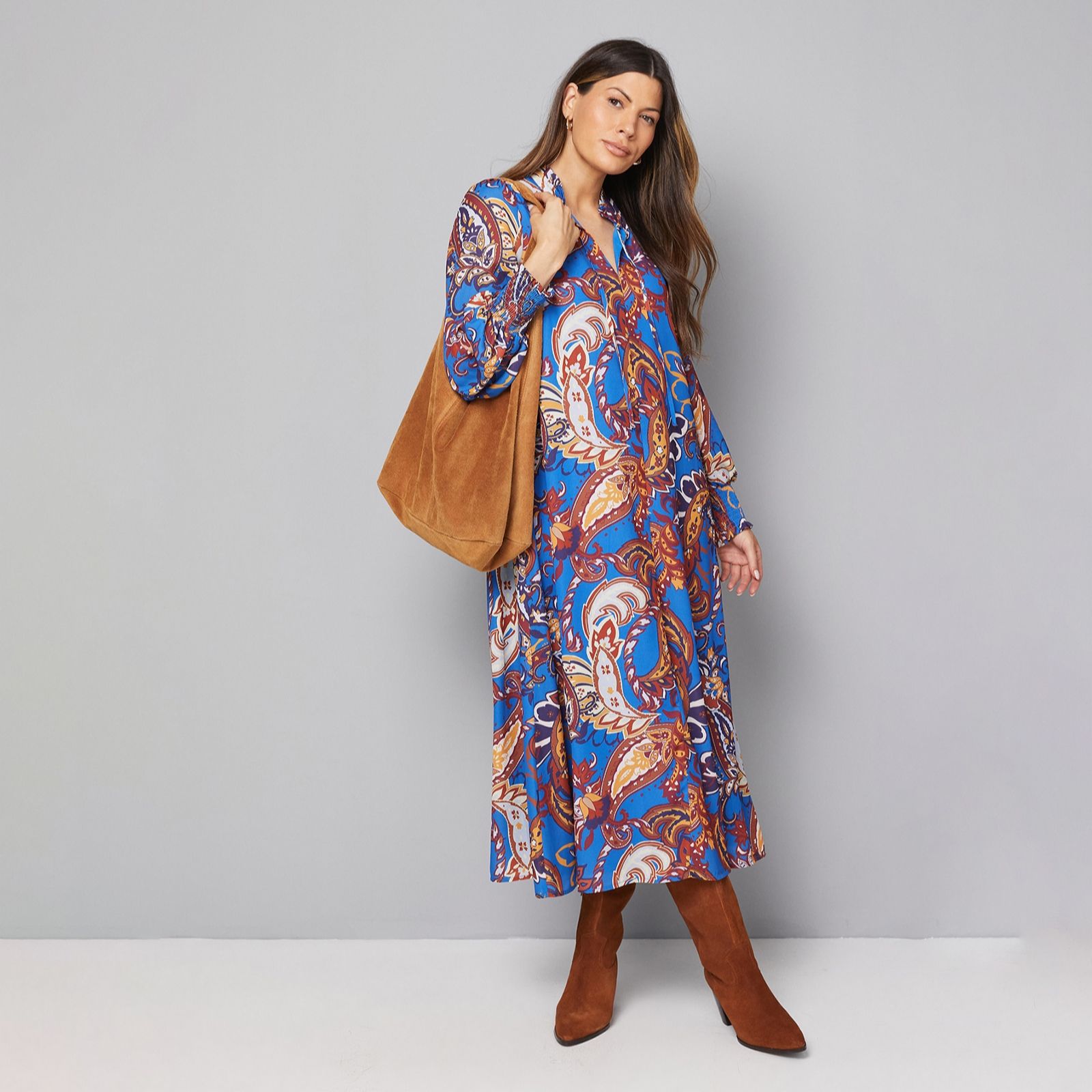 Wallis Paisley Ruffle Collar Midi Dress