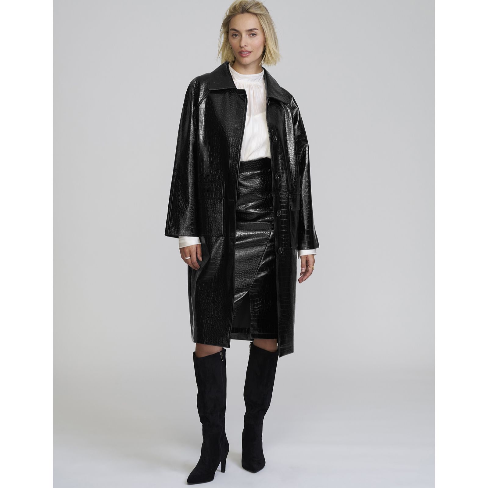 ELLE Get The Look Embossed Croc Coat
