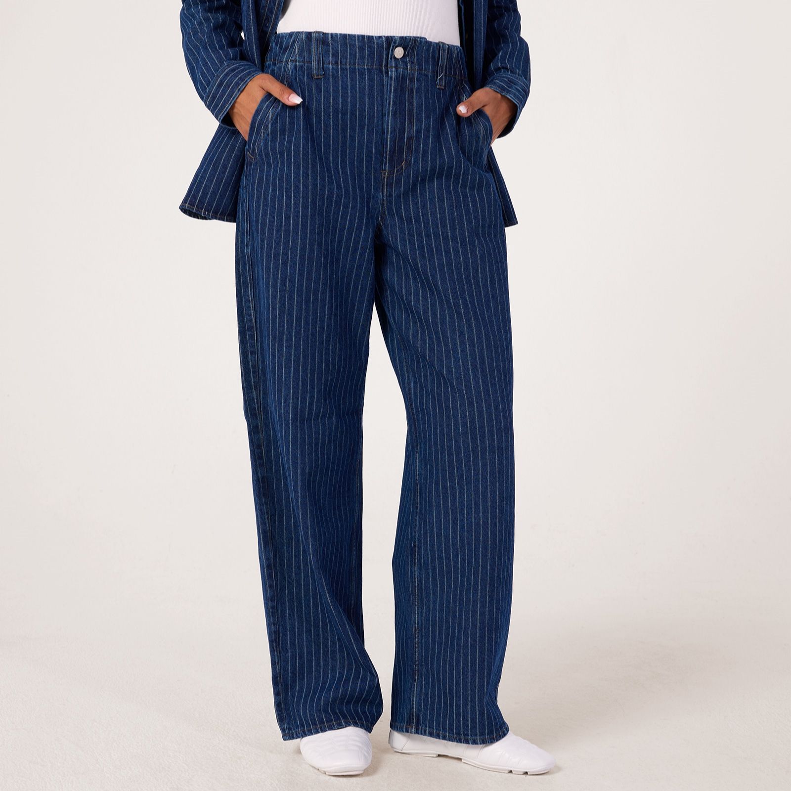 Masai Copenhagen Poelisse Pinstriped Denim Full Length Trouser