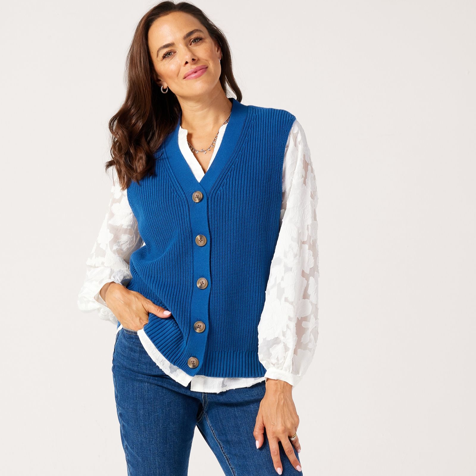Ruth Langsford Knitted Button Through Waistcoat