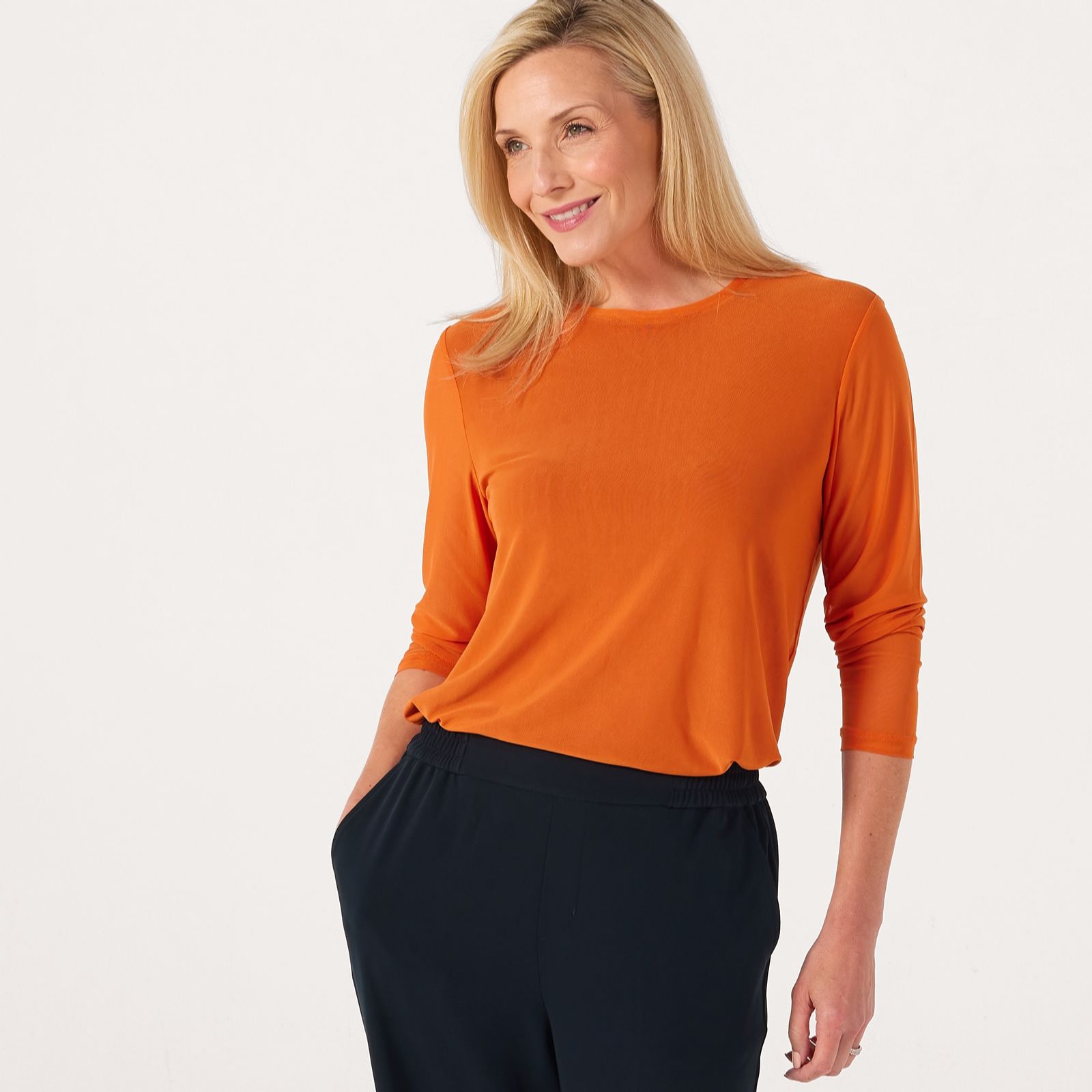 MarlaWynne Long Sleeve 2Tone Printed Mesh Top