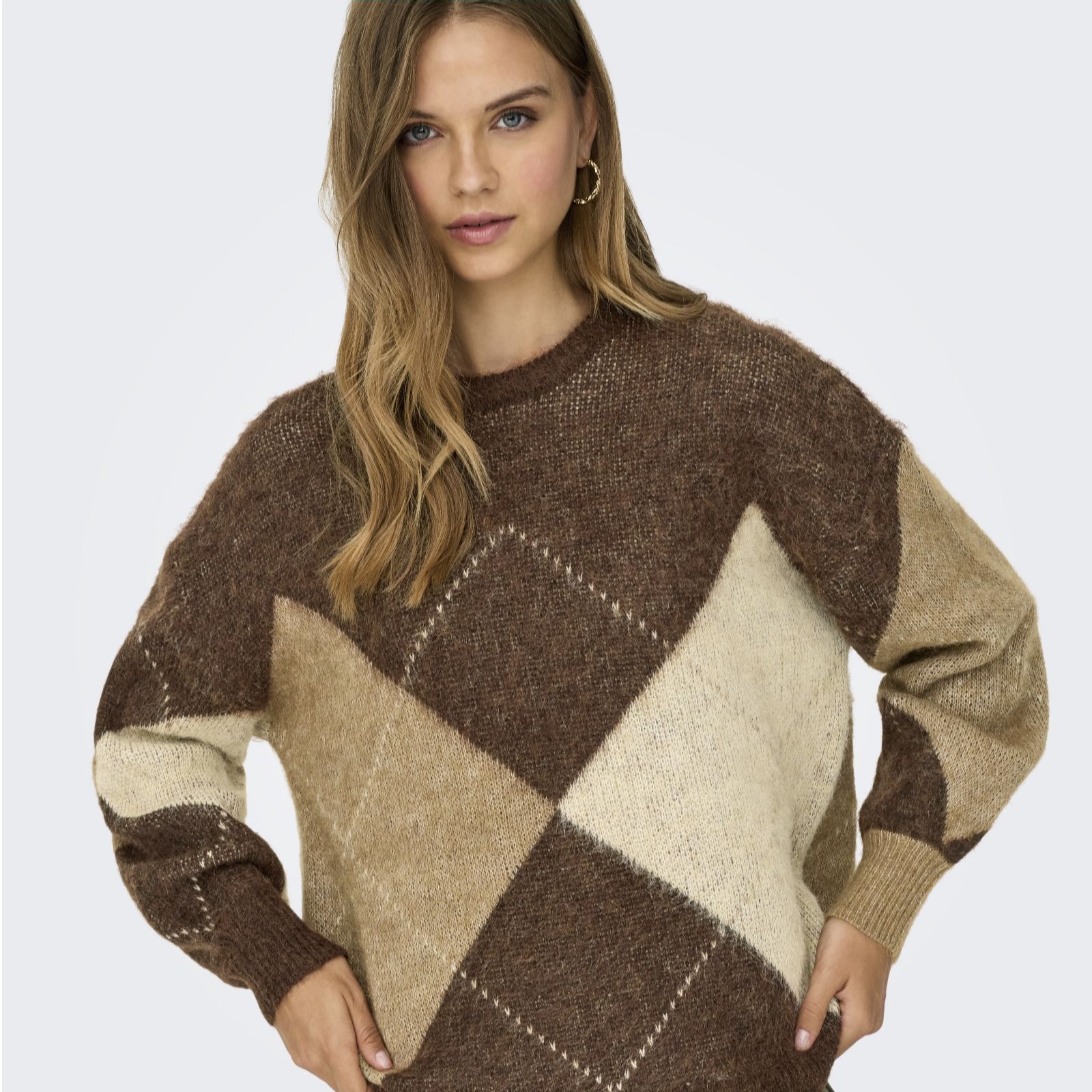 Only Noeme Argyle Knitted Jumper