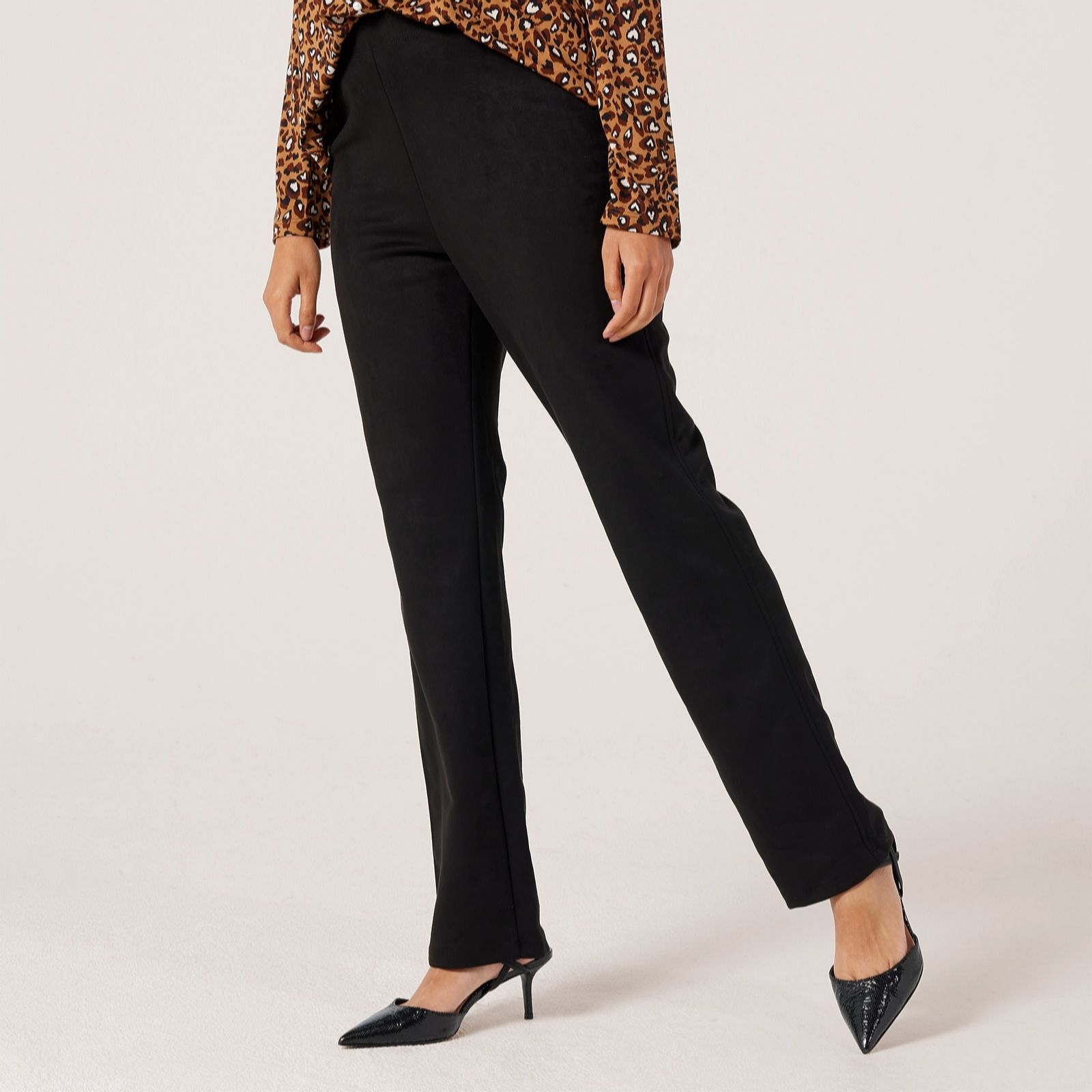Kim & Co Stretch Faux- Suede Hailey Slim Leg Trousers Petite