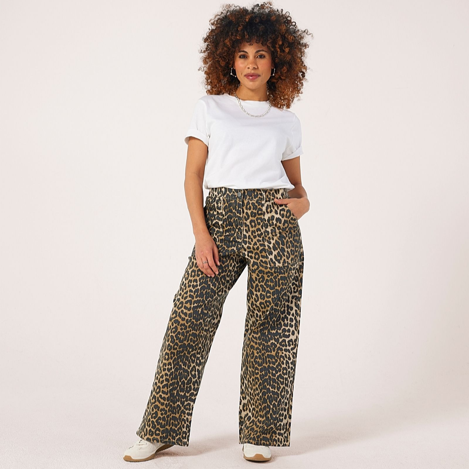 Denim & Co. Animal Print Wide-Leg Jeans