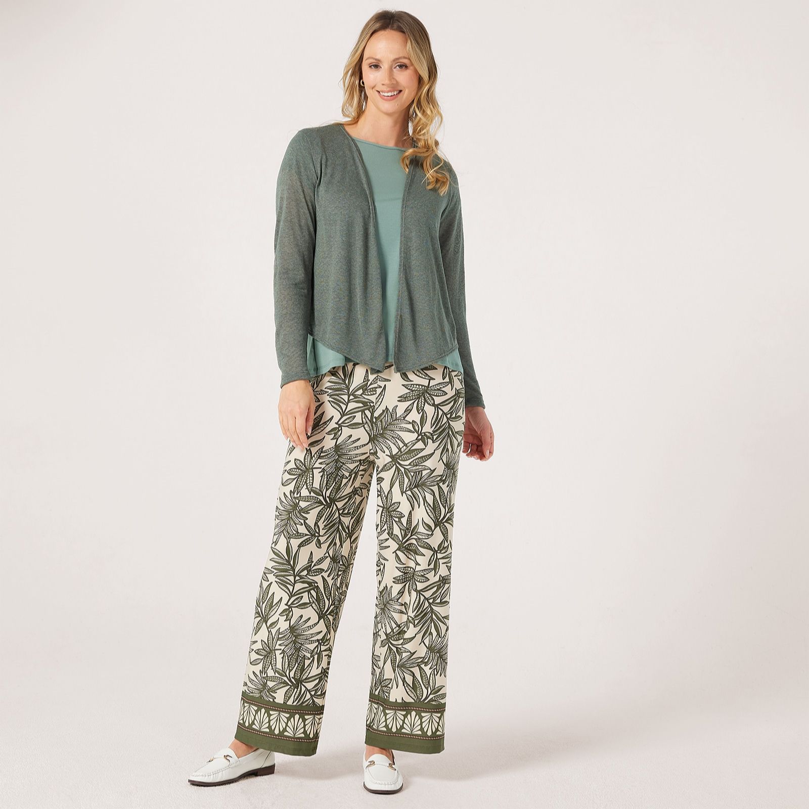Kim & Co Border Print Brazil Jersey Ankle Length Standard Trousers
