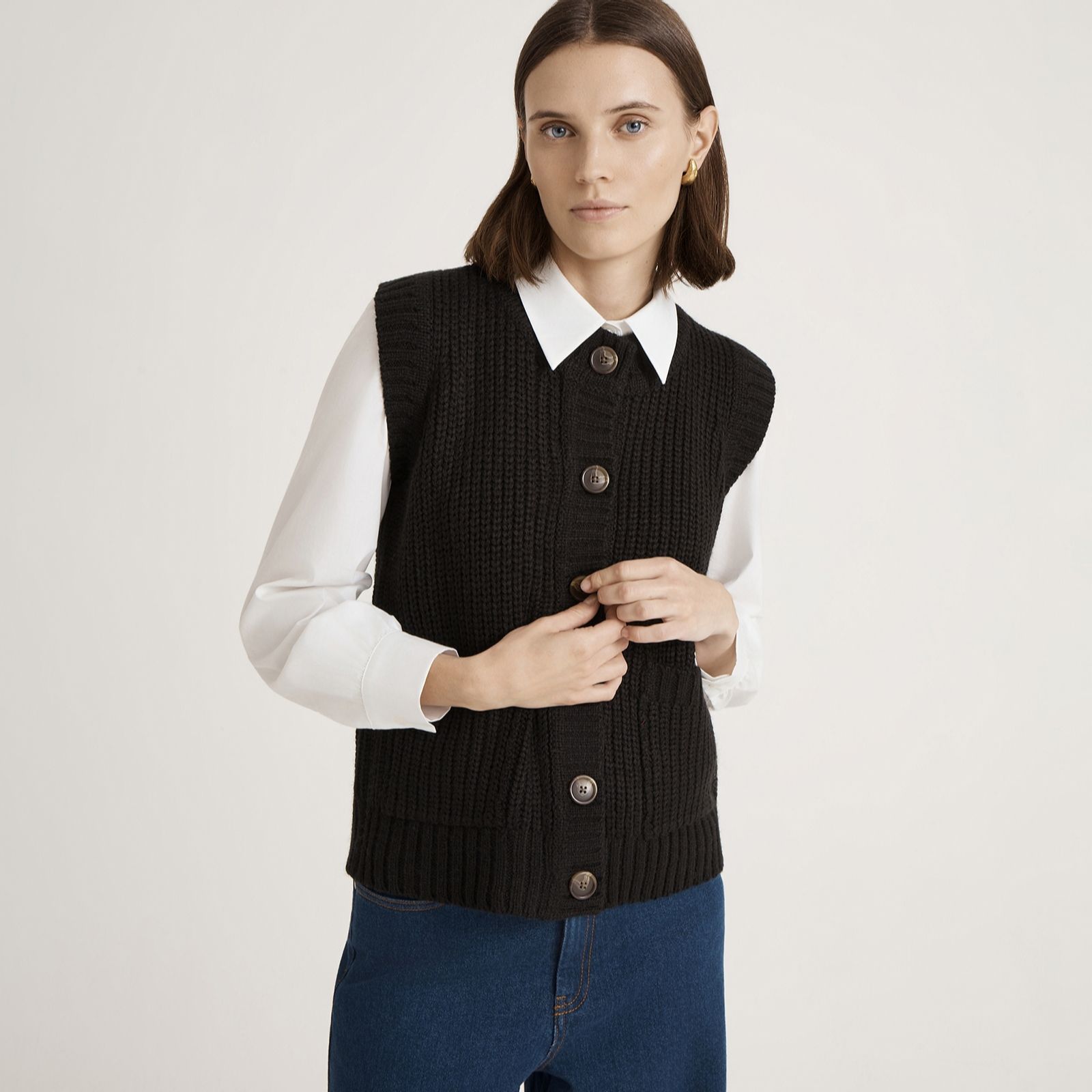 Finery London Janette Button Up Knitted Vest