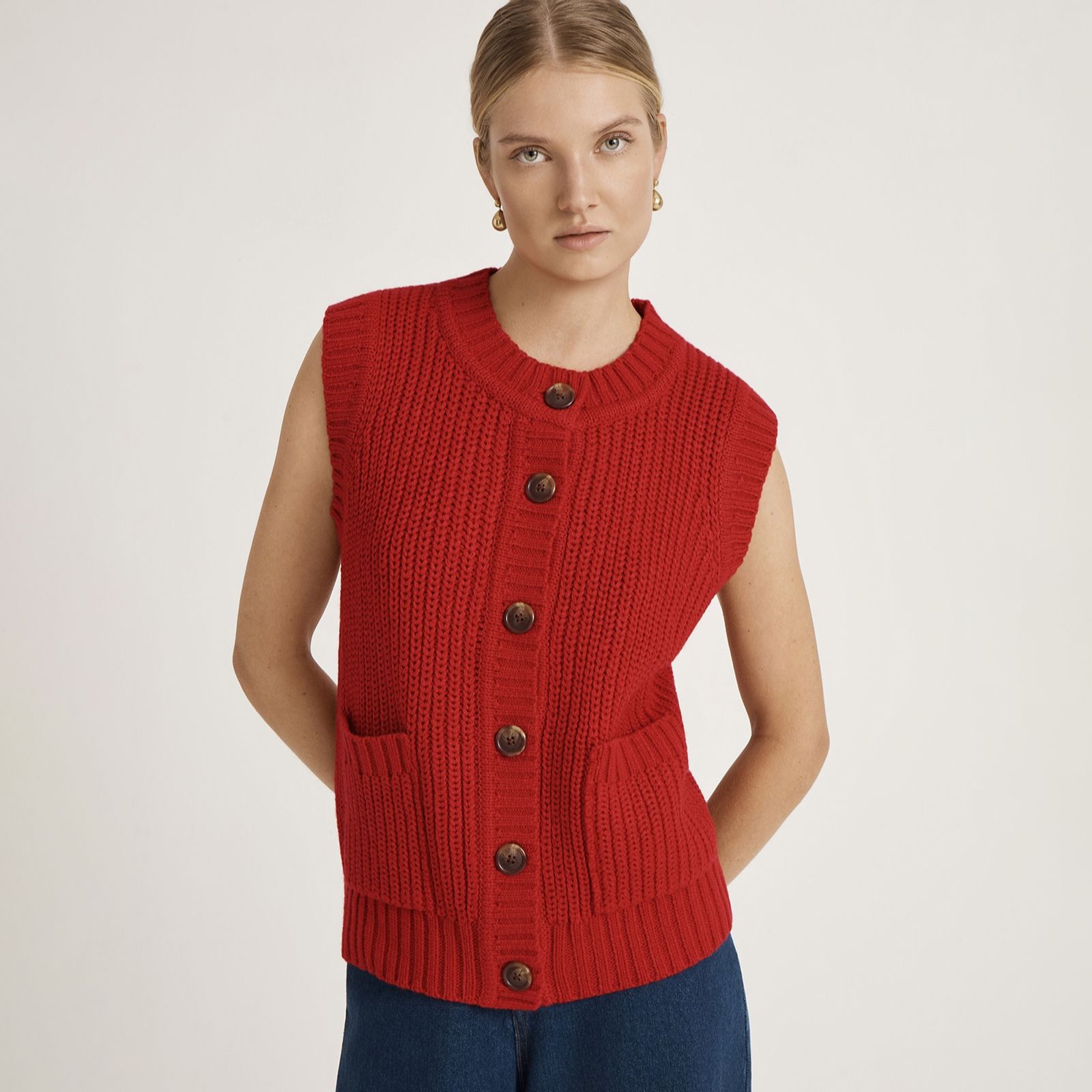 Finery London Janette Button Up Knitted Vest
