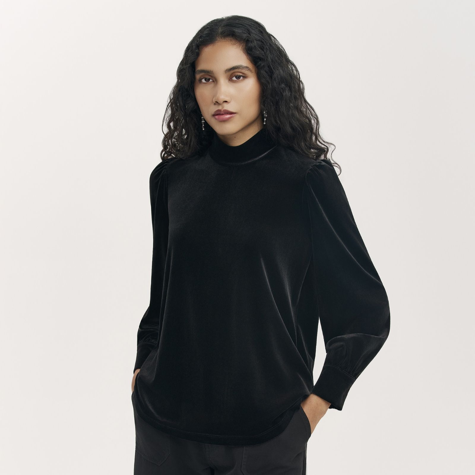 Finery London Clementine Stretch Velvet Blouse