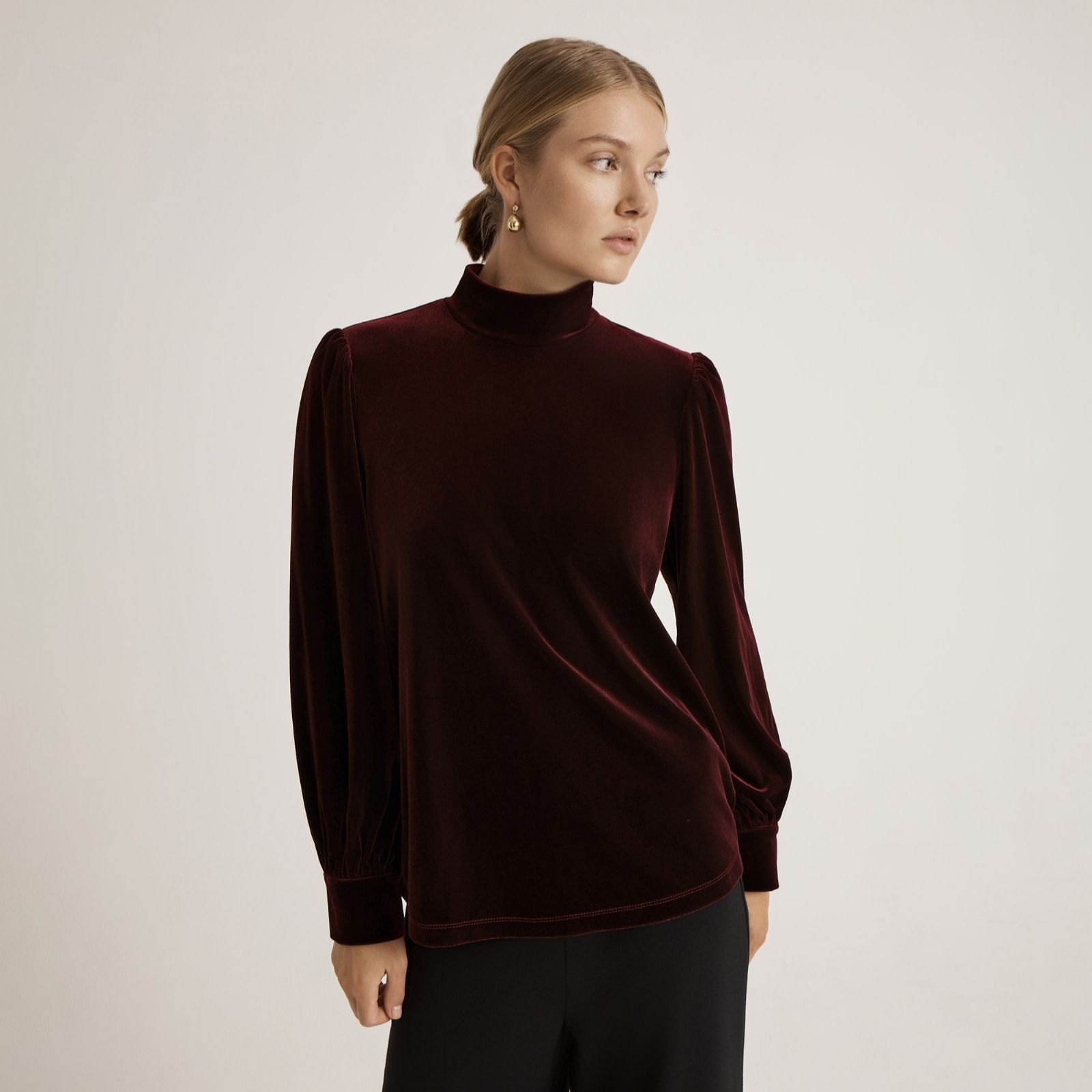 Finery London Clementine Stretch Velvet Blouse