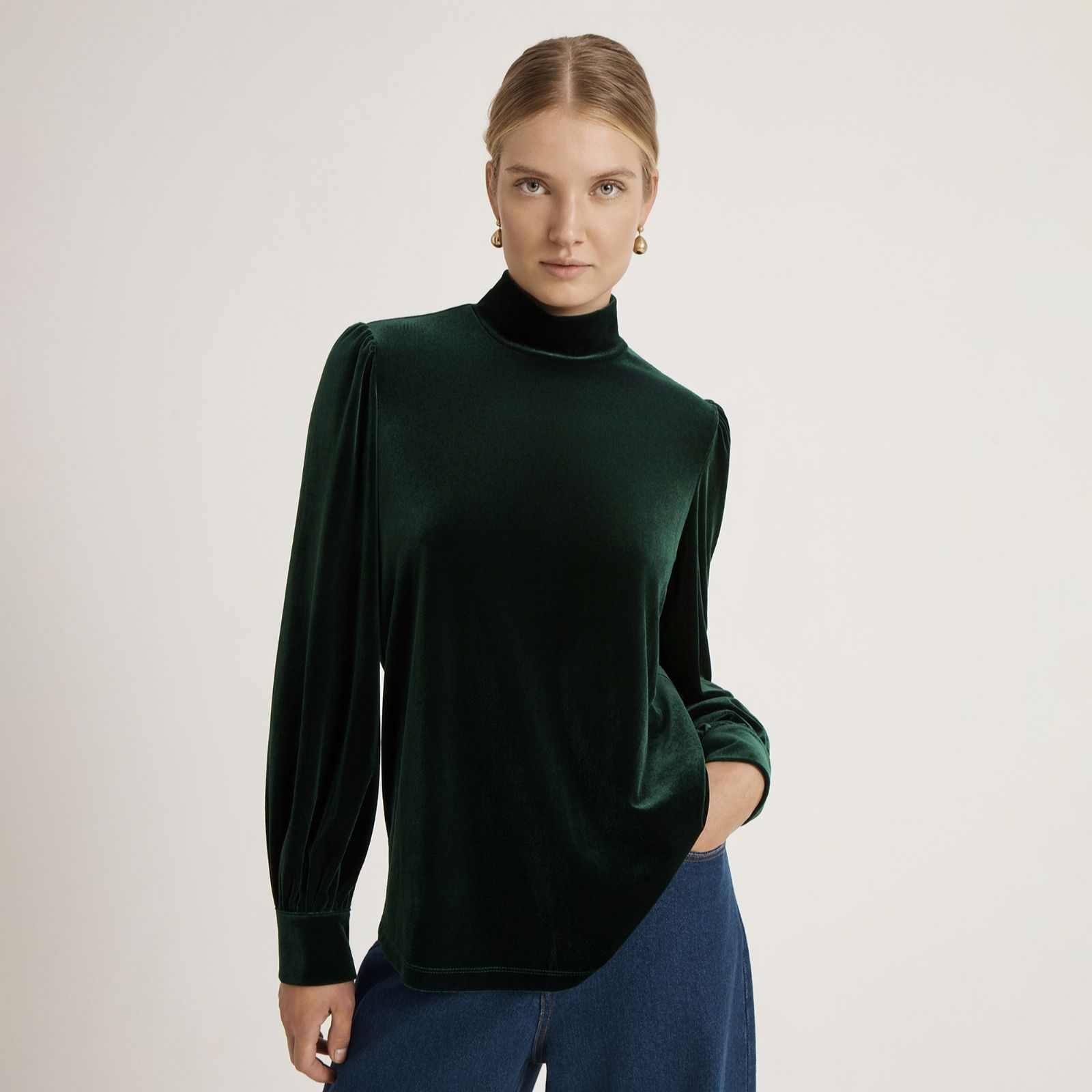 Finery London Clementine Stretch Velvet Blouse