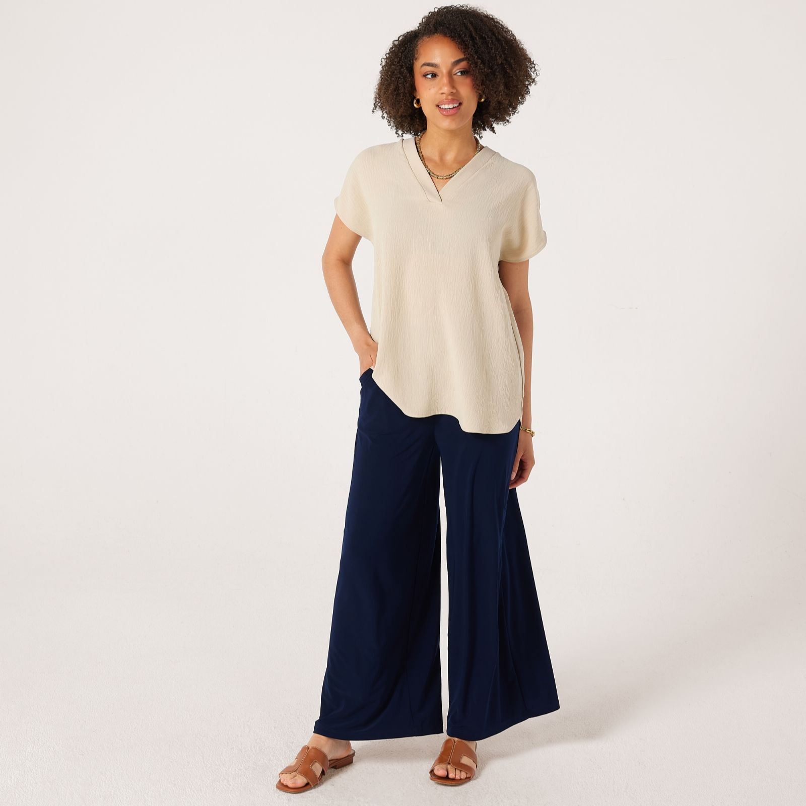 Kim & Co Deluxe Brazil Jersey Ankle Length Wide Leg Standard Trousers