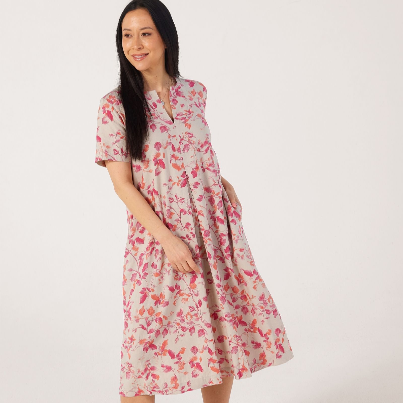 Masai Copenhagen Nipani Linen Blend Printed Midi Dress