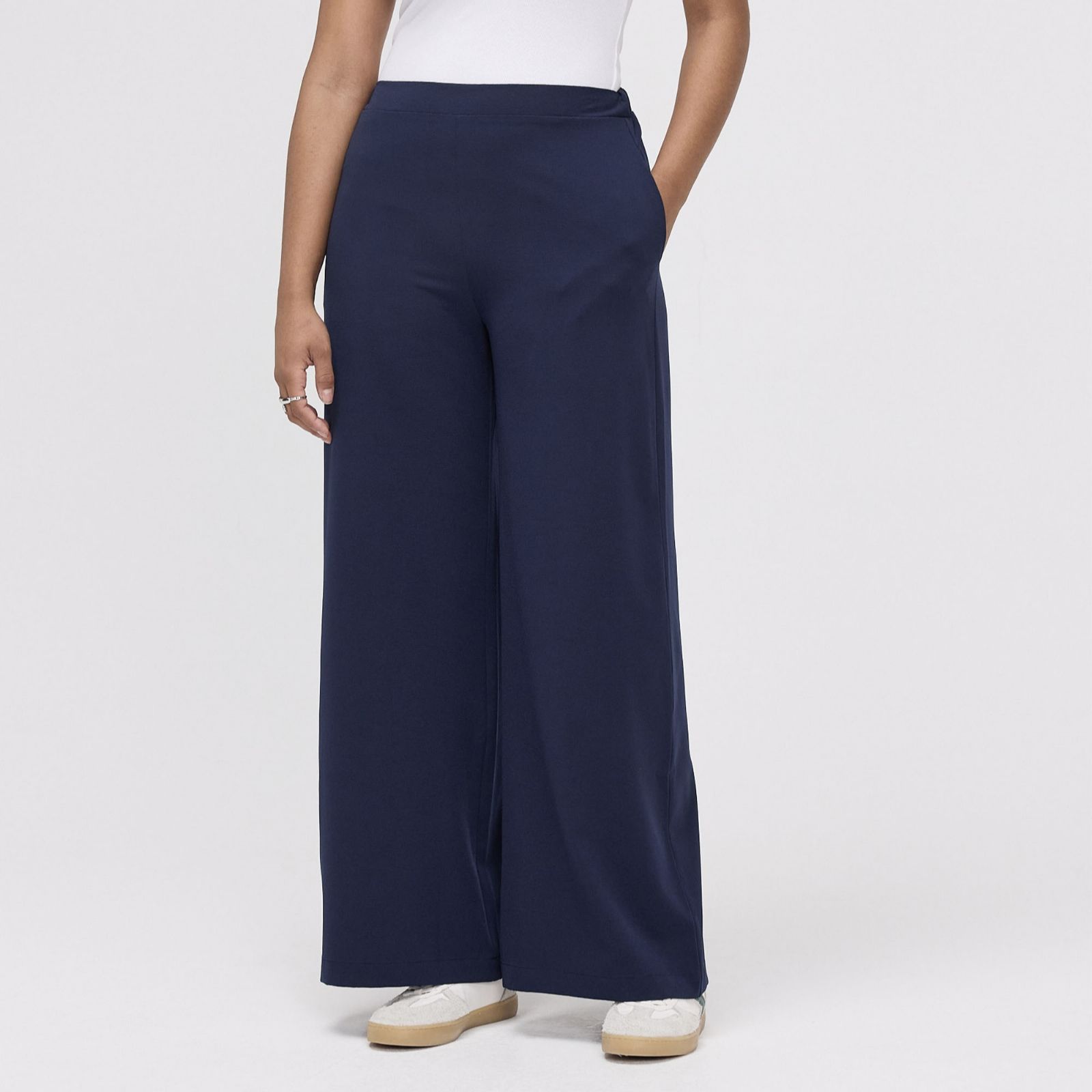 Finery London Apollo Crepe Wide Leg Full Length Trousers Short