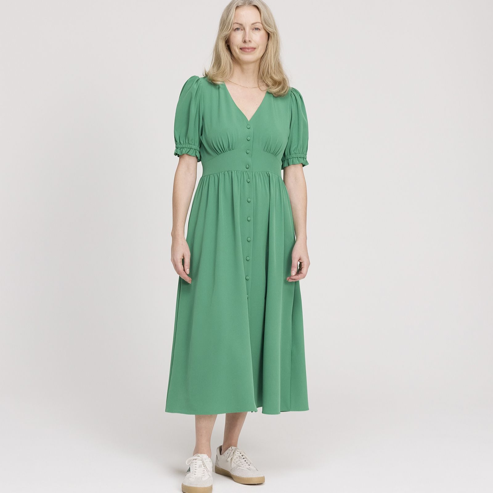 Finery London Samantha Crepe Button Through Midi Dress Petite