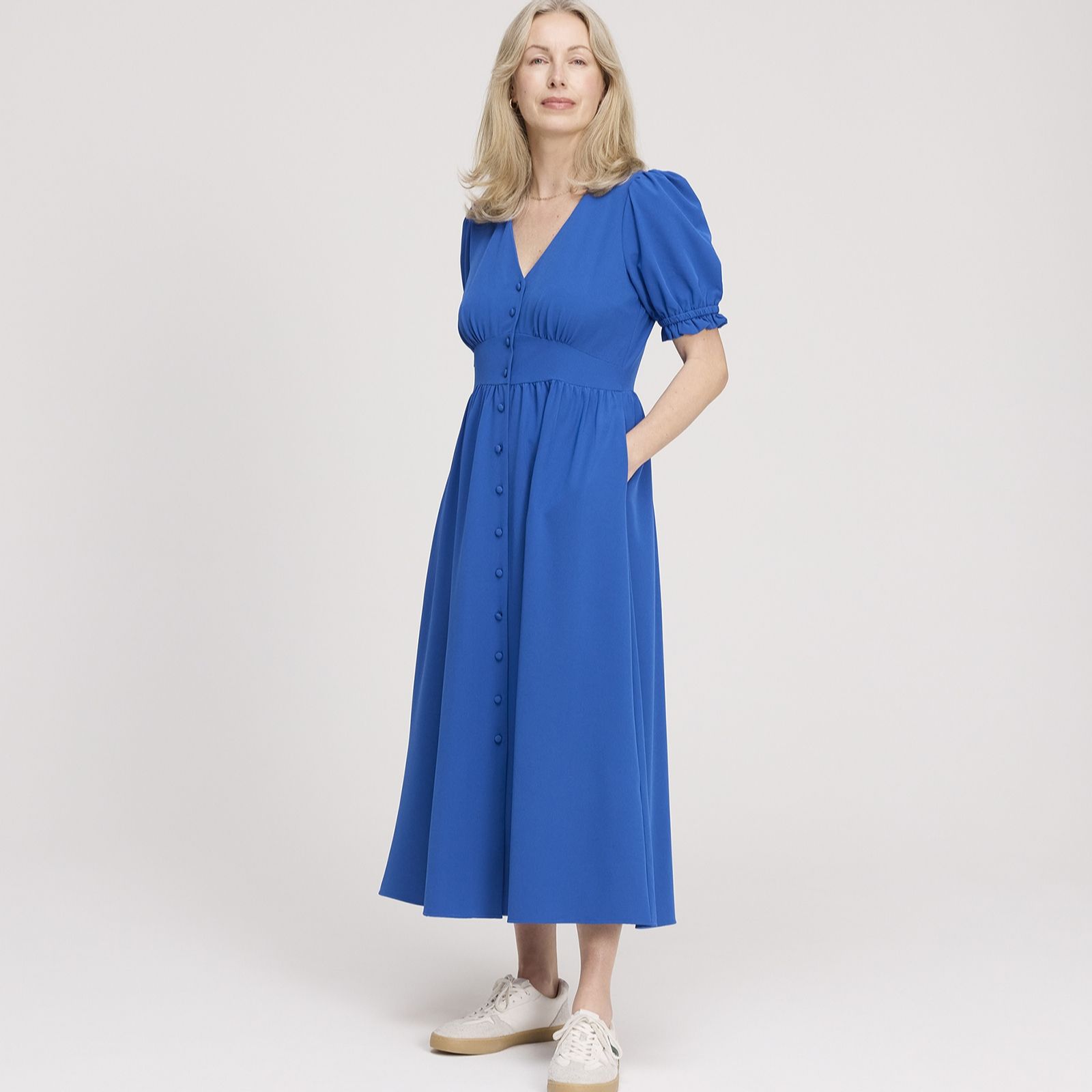 Finery London Samantha Crepe Button Through Midi Dress Petite