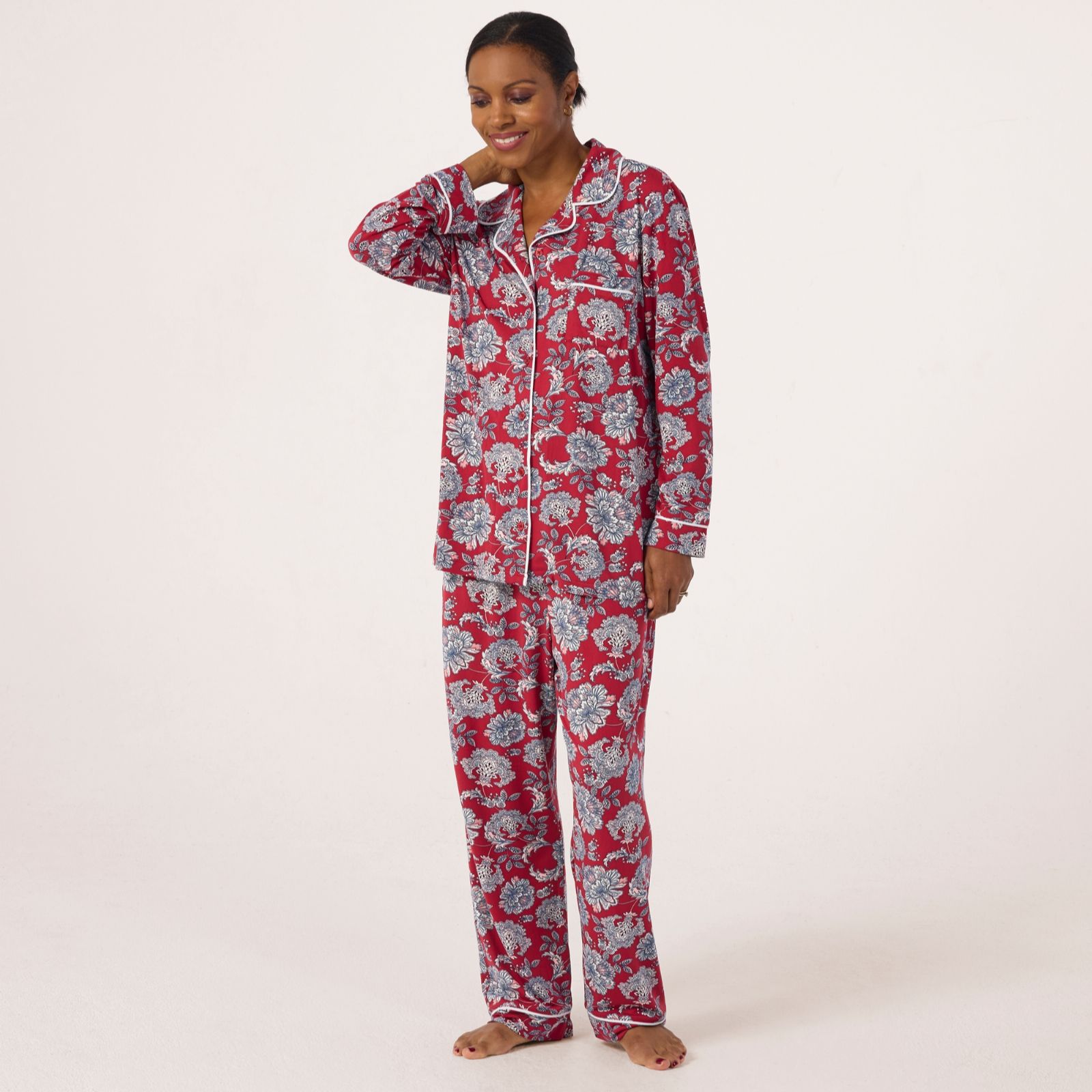 Cozee Home Printed Notch Collar PJs