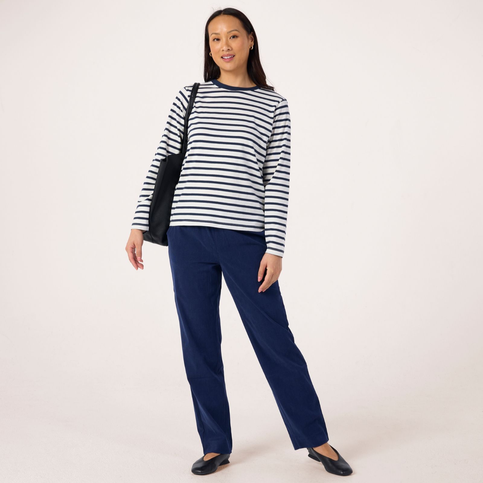Denim & Co. Pull On Knit Corduroy Straight Leg Trousers Standard