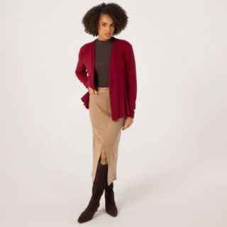 Kim & Co Luxe Knit Long Sleege Peplum Cardigan