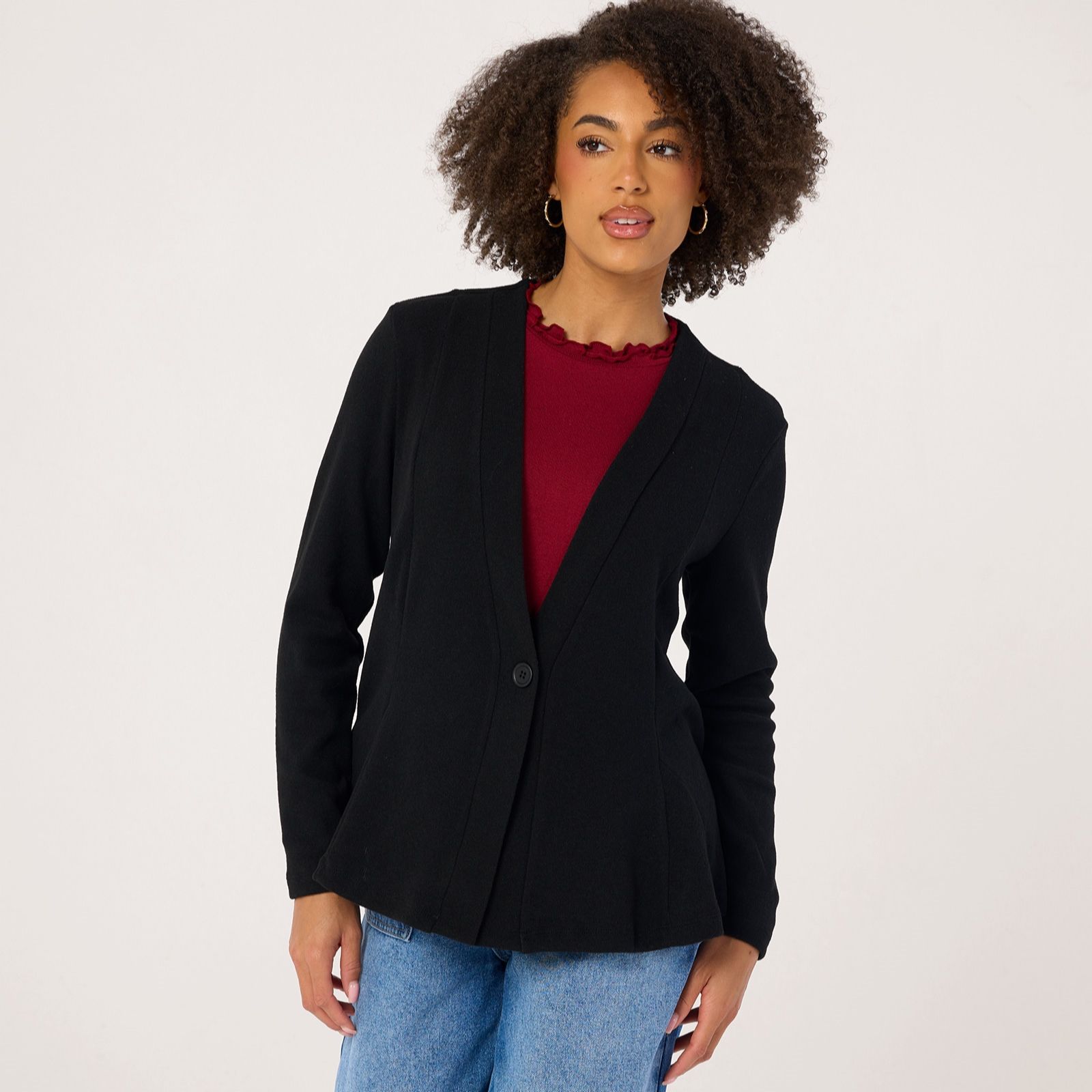 Kim & Co Luxe Knit Long Sleege Peplum Cardigan