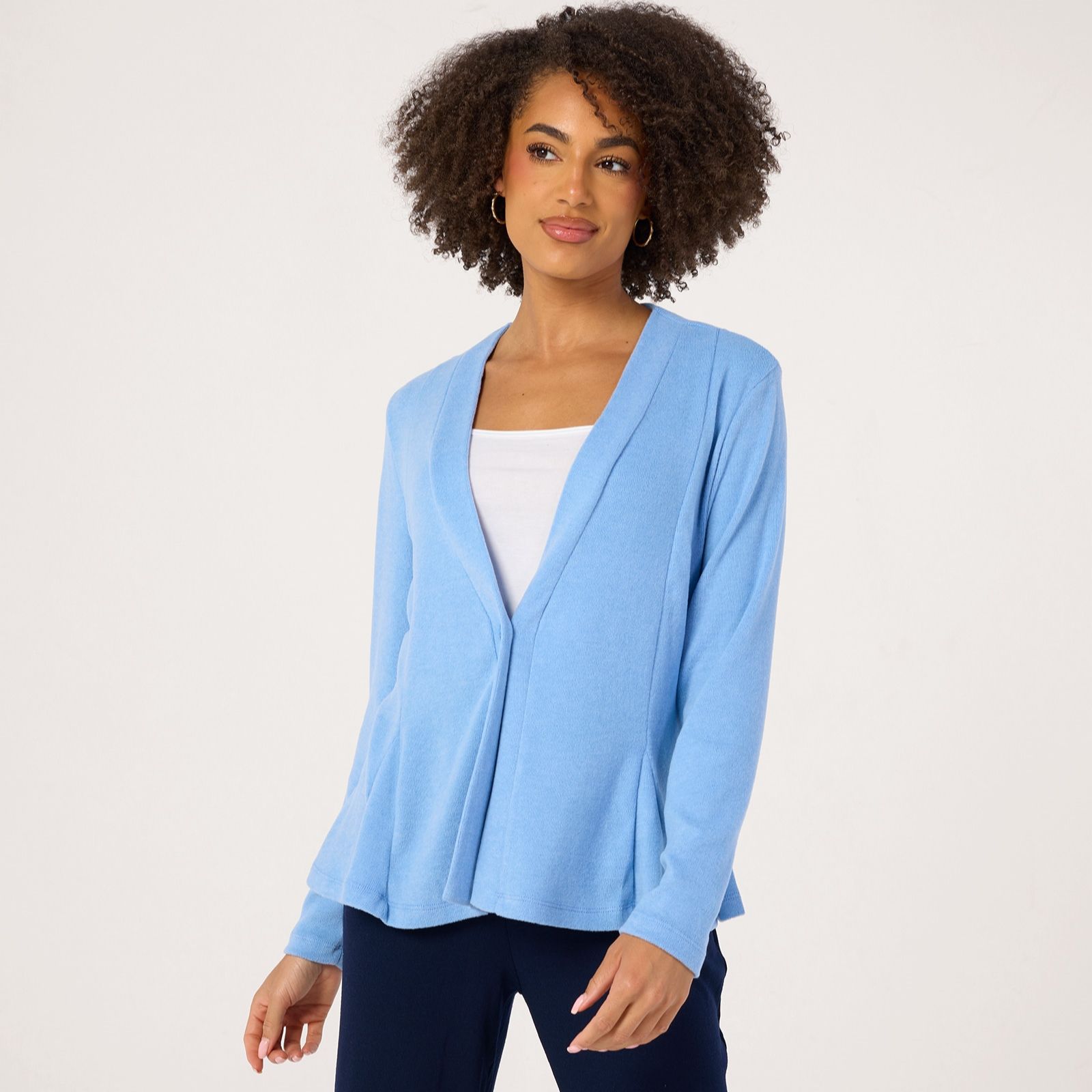 Kim & Co Luxe Knit Long Sleege Peplum Cardigan