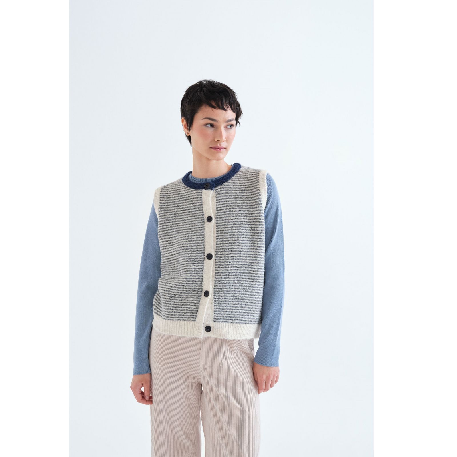 Compania Fantastica Striped Knit Vest