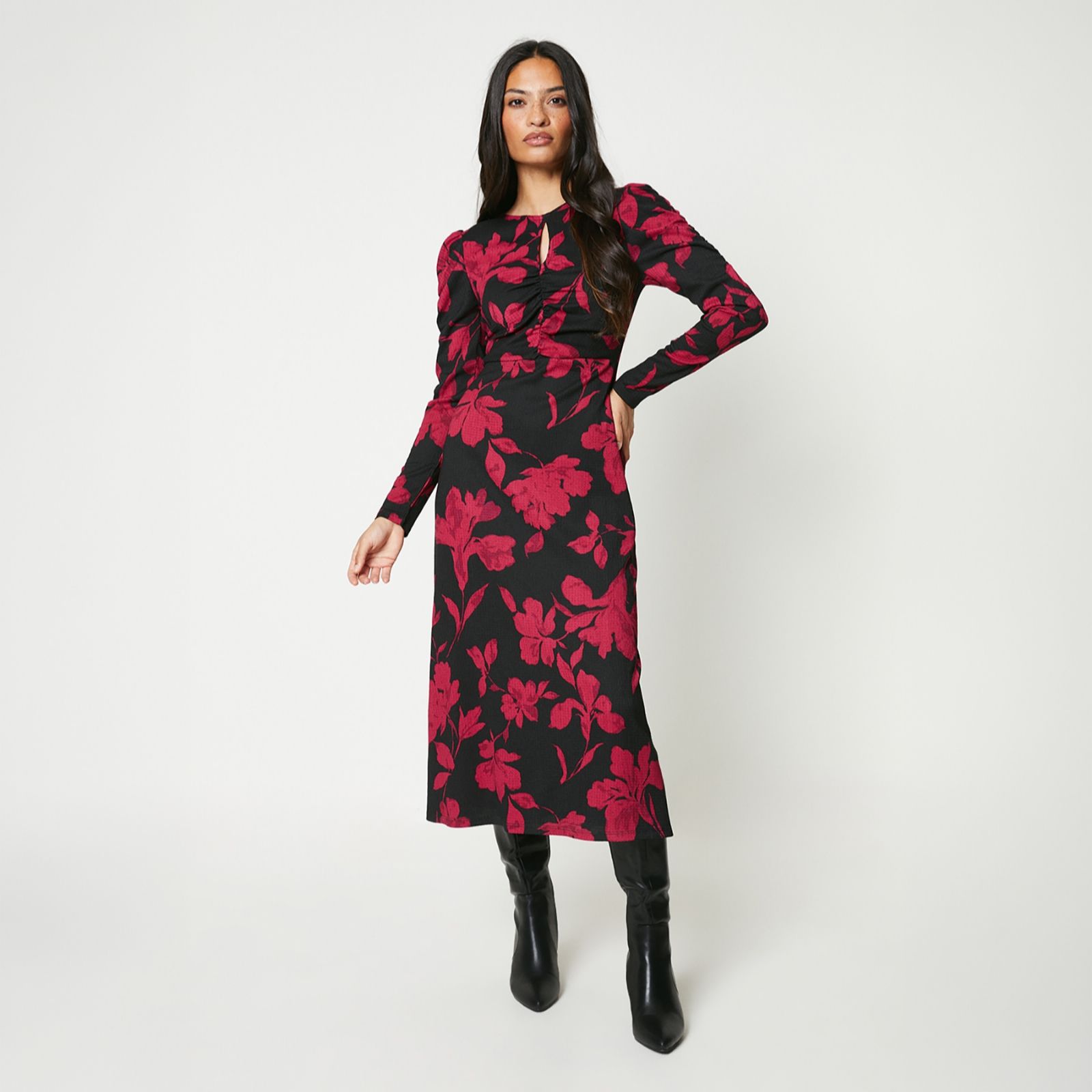 Dorothy Perkins Printed Keyhole Jersey Midi Dress