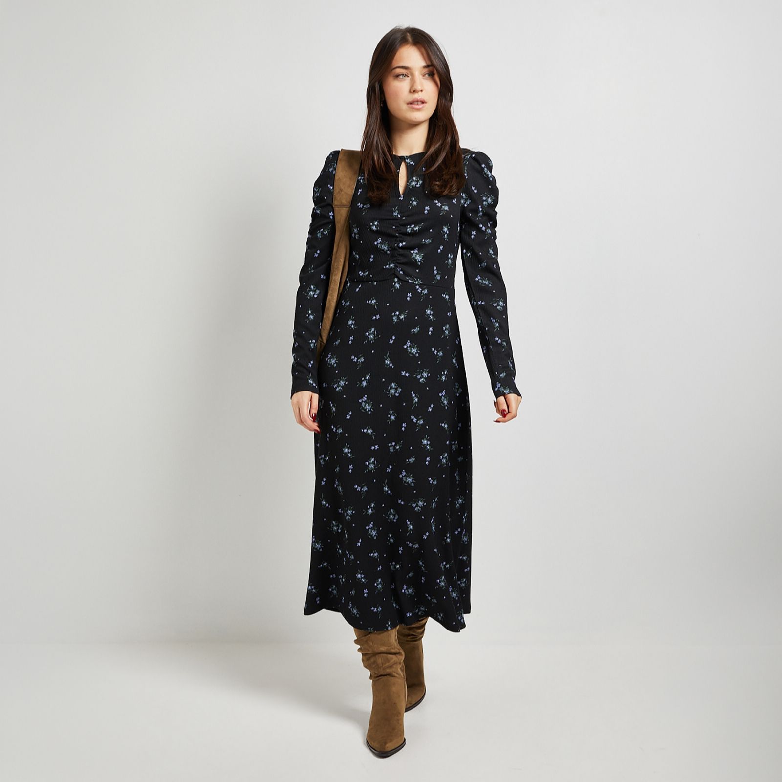 Dorothy Perkins Printed Keyhole Jersey Midi Dress
