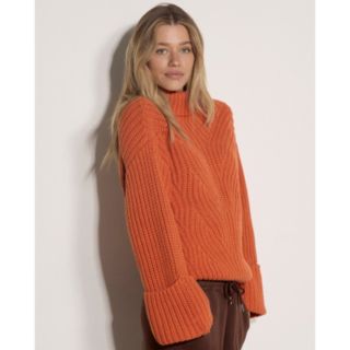 Apricot Chunky Cable High Neck Jumper